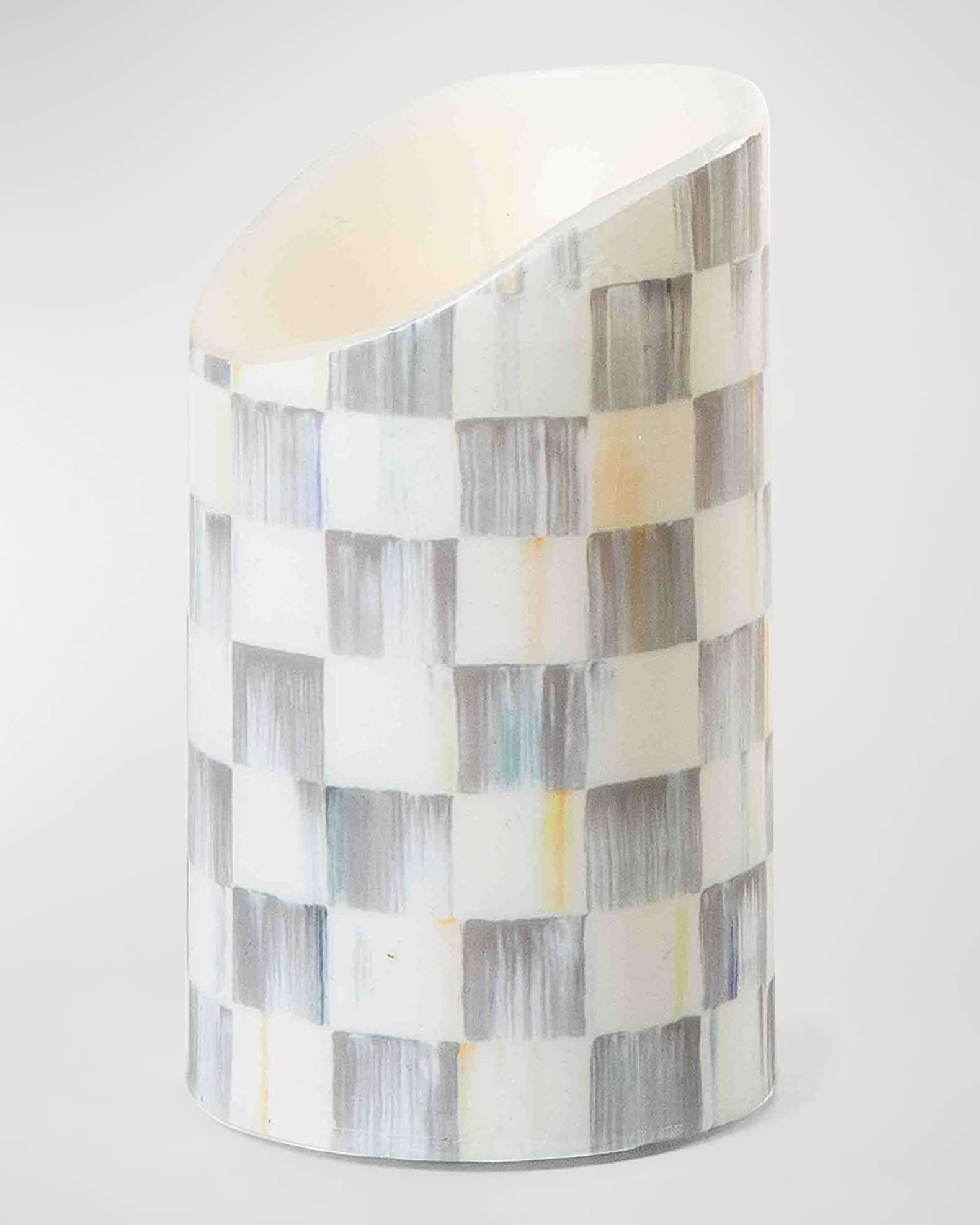 Sterling Check Flickering Pillar Candle, 5" 0