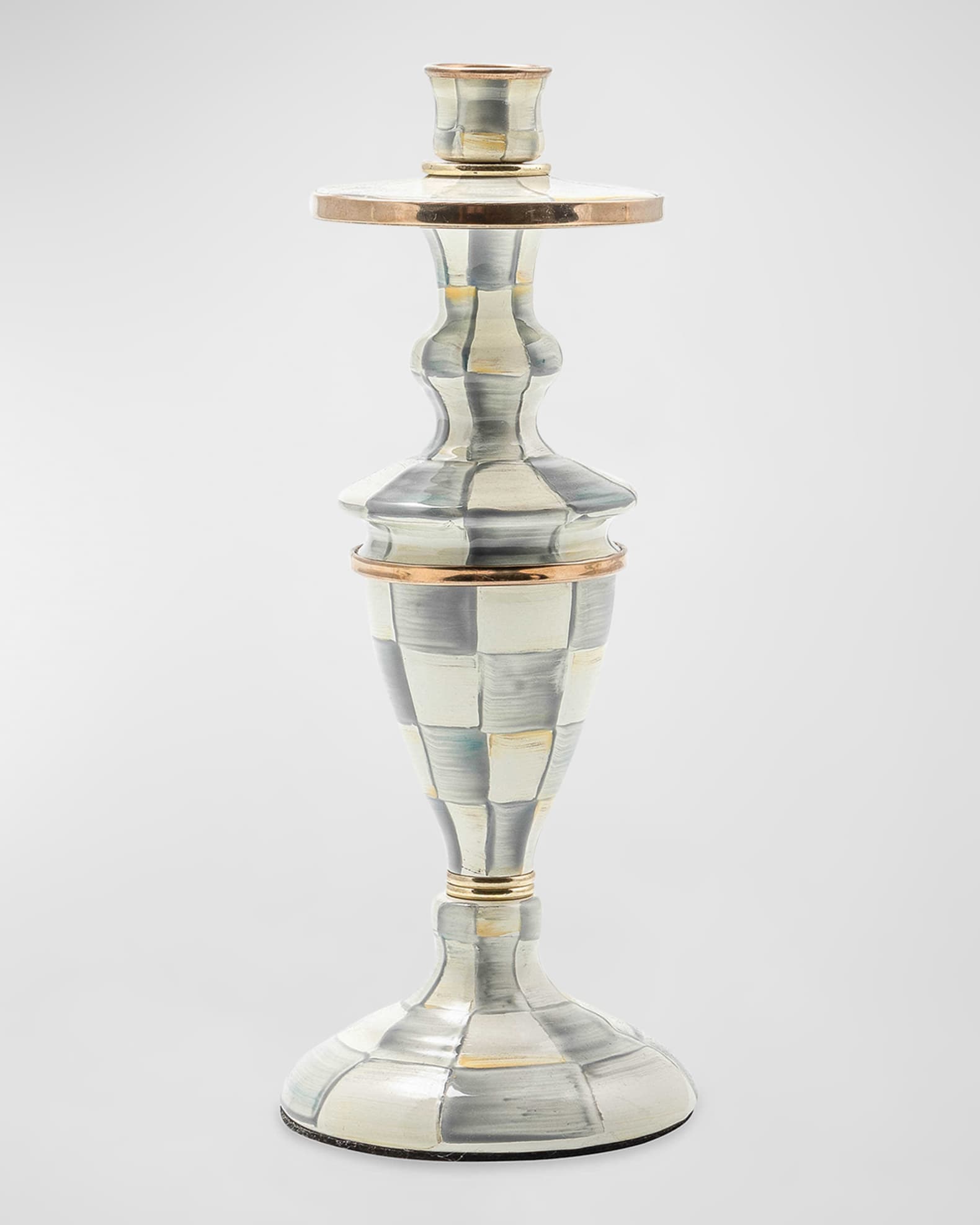 MacKenzieChilds Sterling Check Enamel Candlestick Holder, Medium