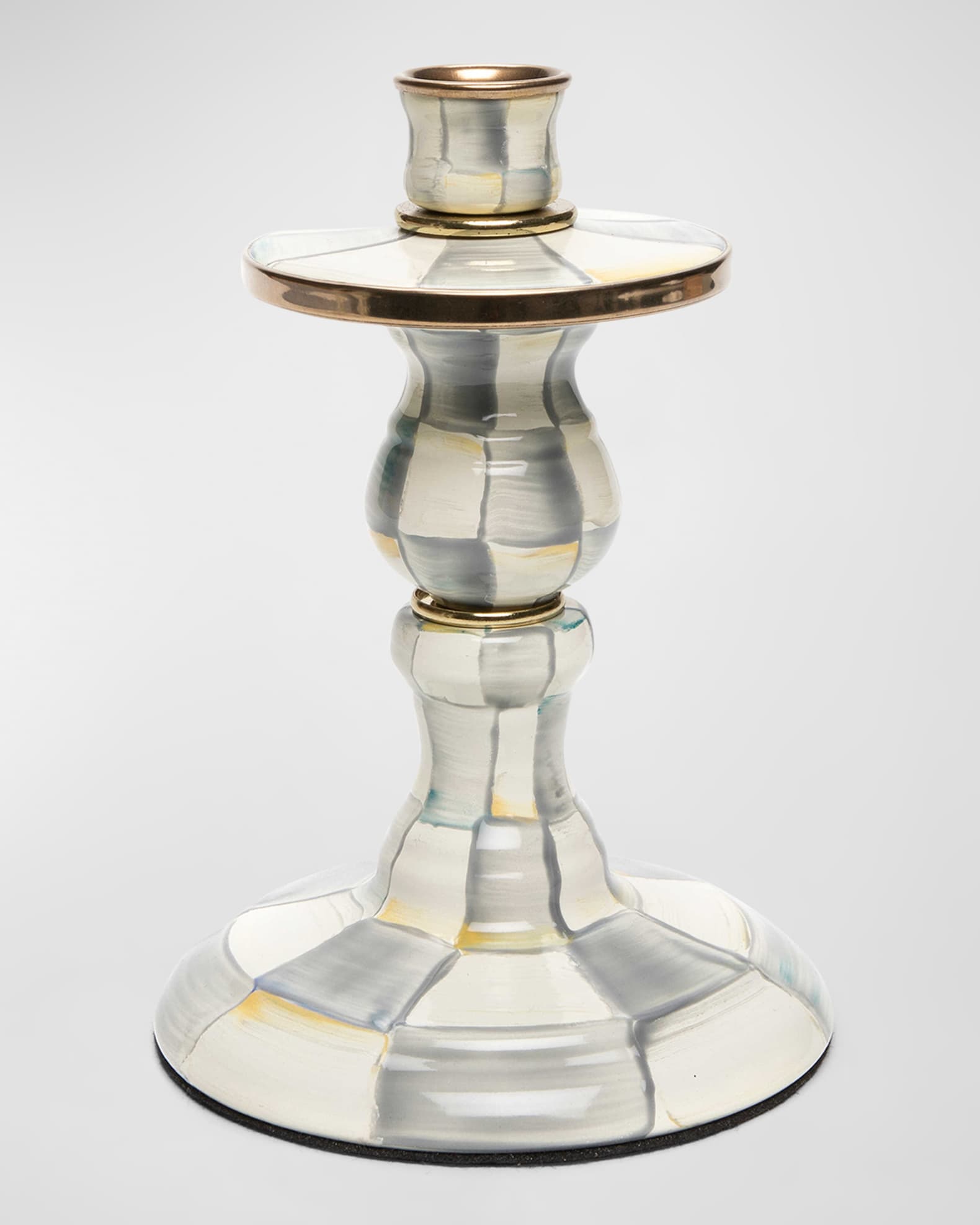 MacKenzie-Childs Sterling Check Enamel Candlestick | Neiman Marcus