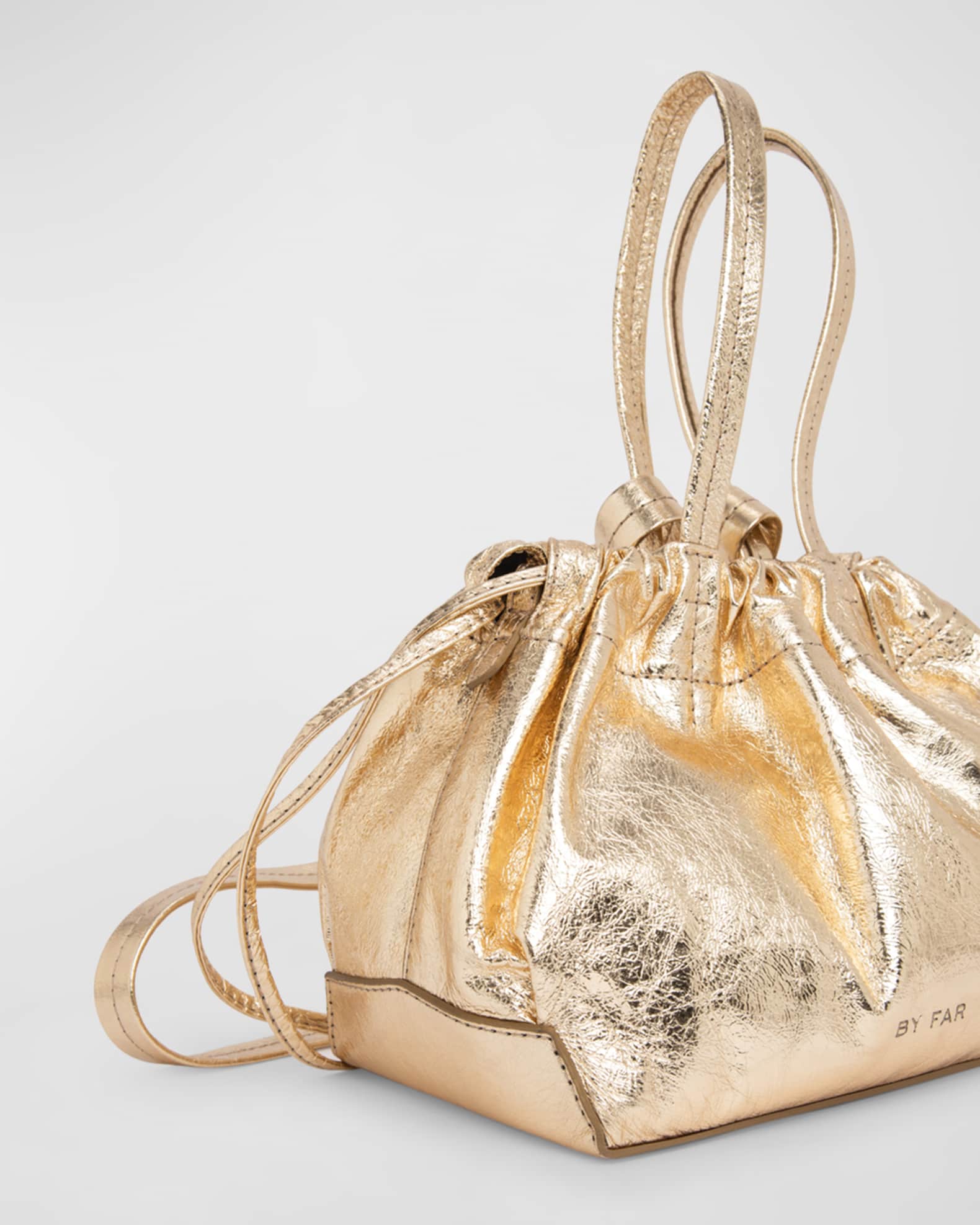 BY FAR Malmo Parchment Metallic Leather Bucket Bag Neiman Marcus