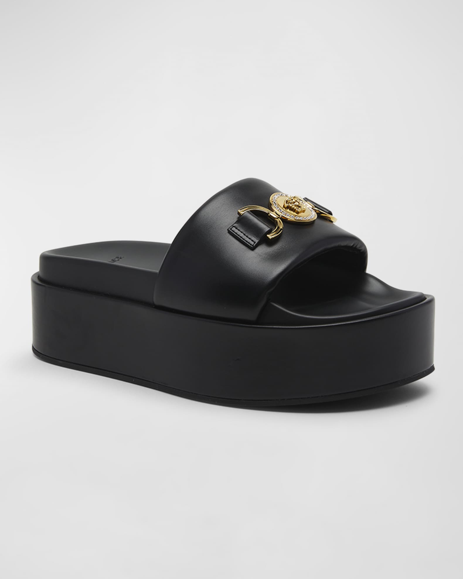 Versace Medusa biggie Satin Platform Slides in Black