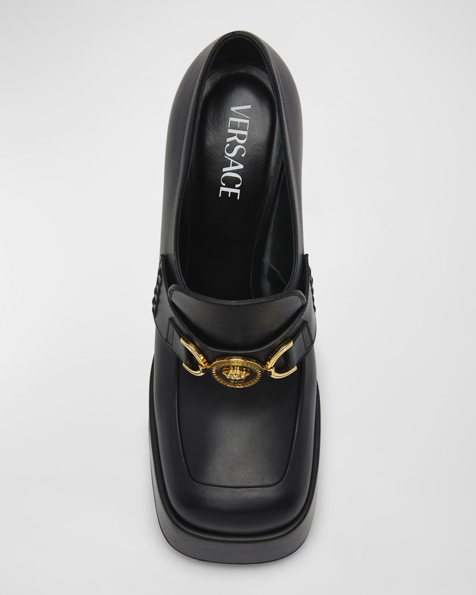 Versace Leather Medusa Chain Platform Loafers | Neiman Marcus