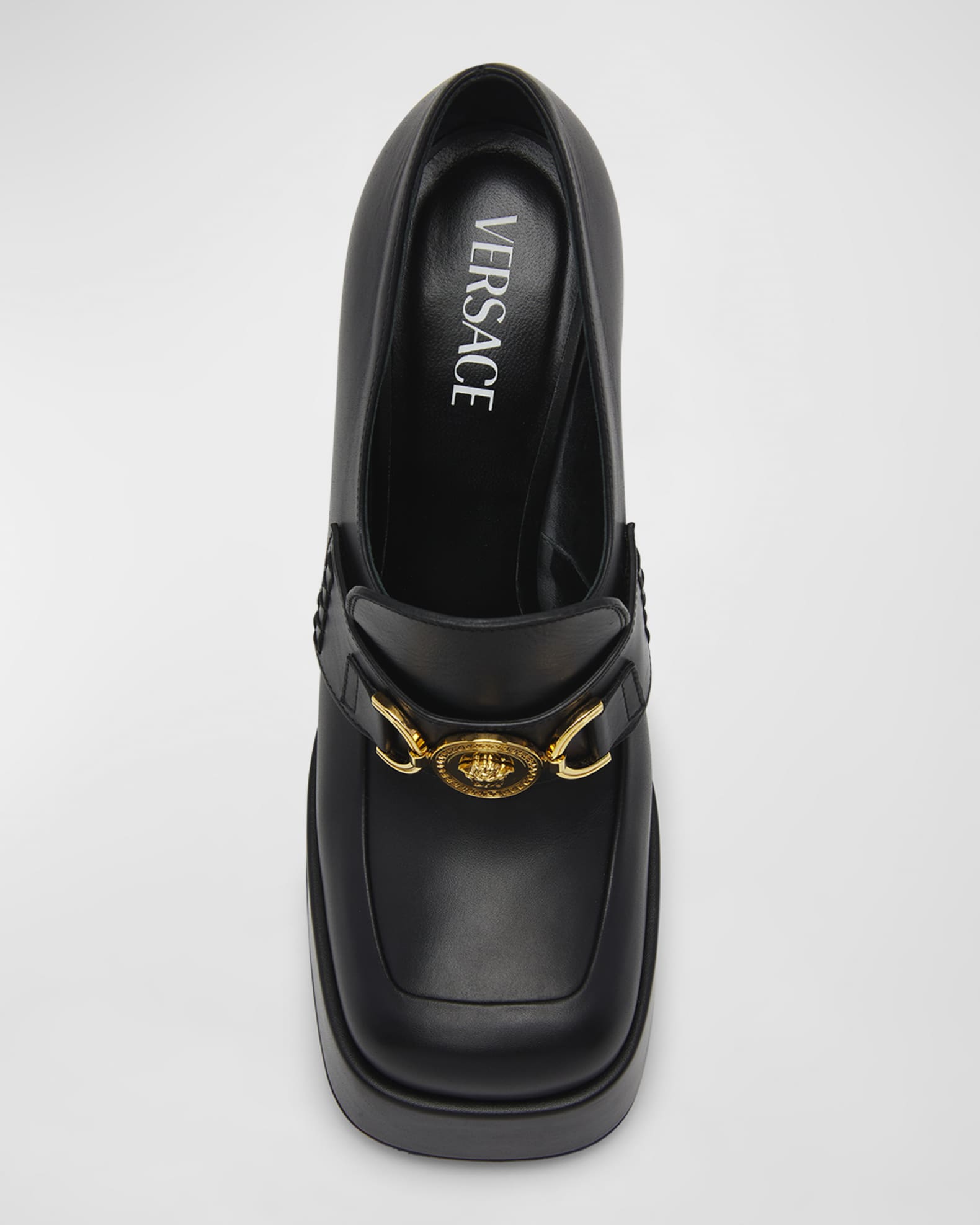 Versace Medusa-plaque leather loafers - White