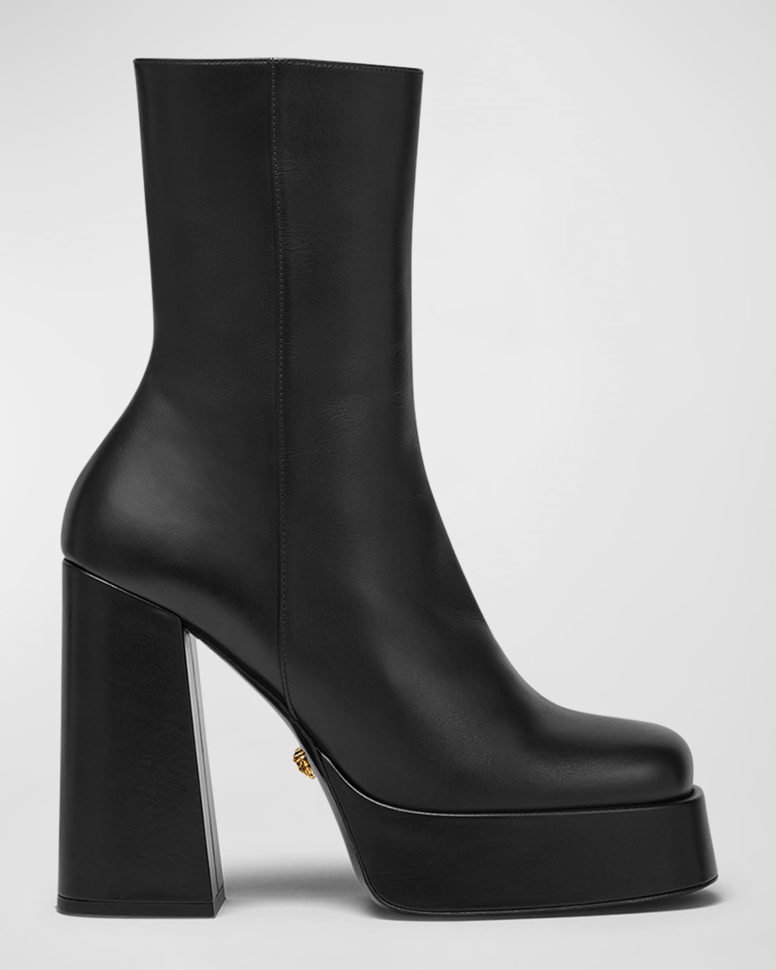 Versace Calfskin Platform Ankle Booties | Neiman Marcus