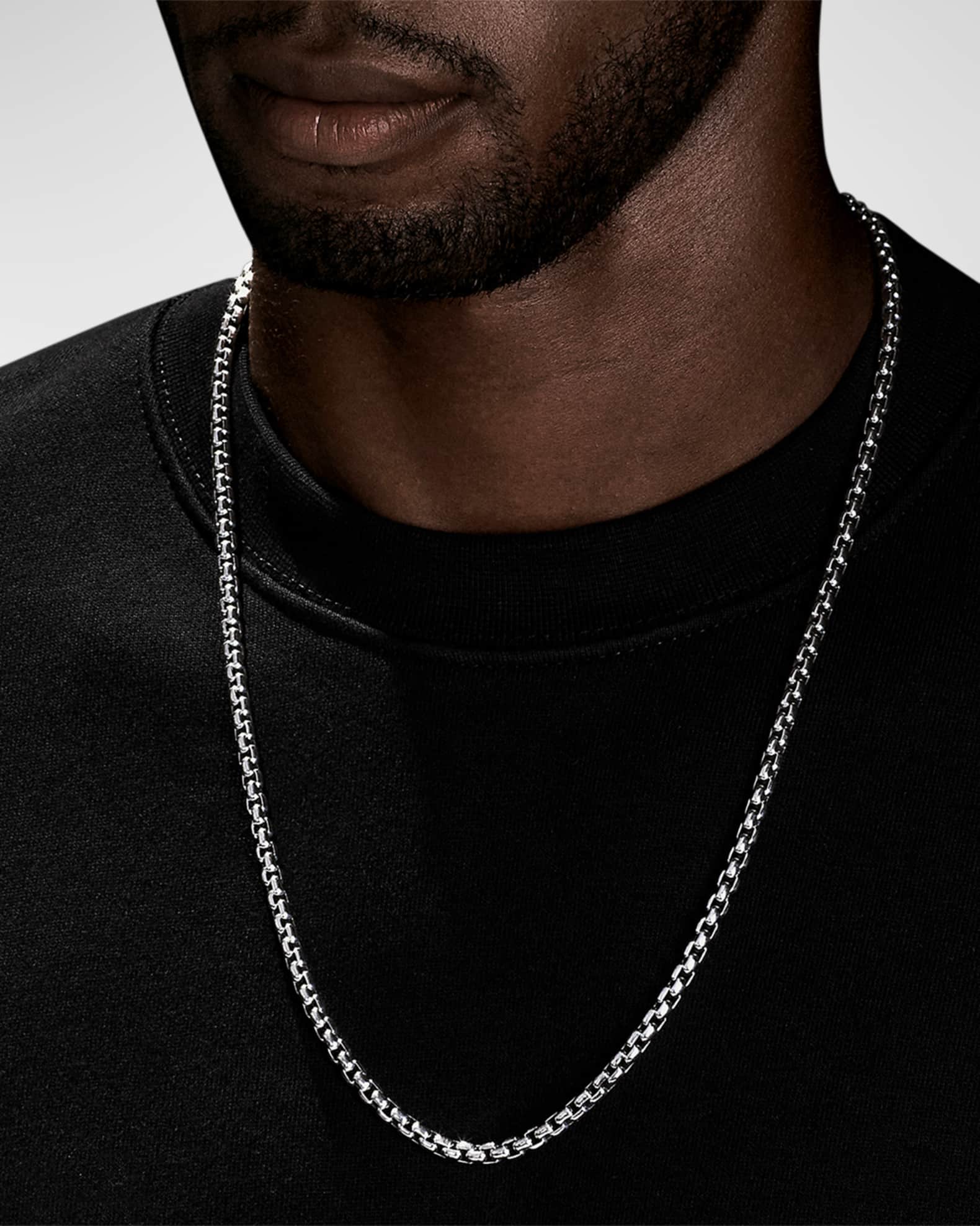 Men's Box Chain Necklace in Silver Neiman Marcus