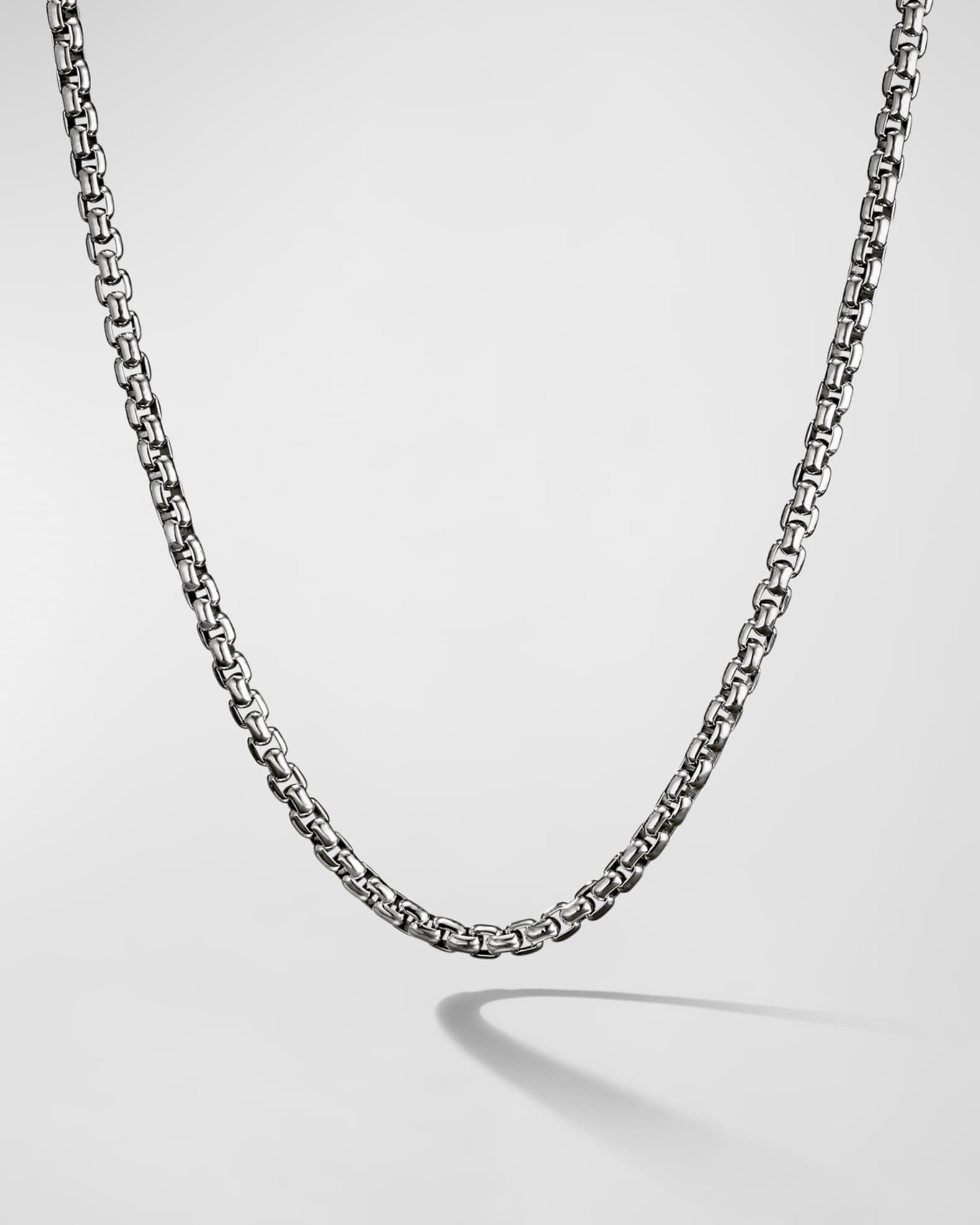 Mens box chain necklace silver Clearance