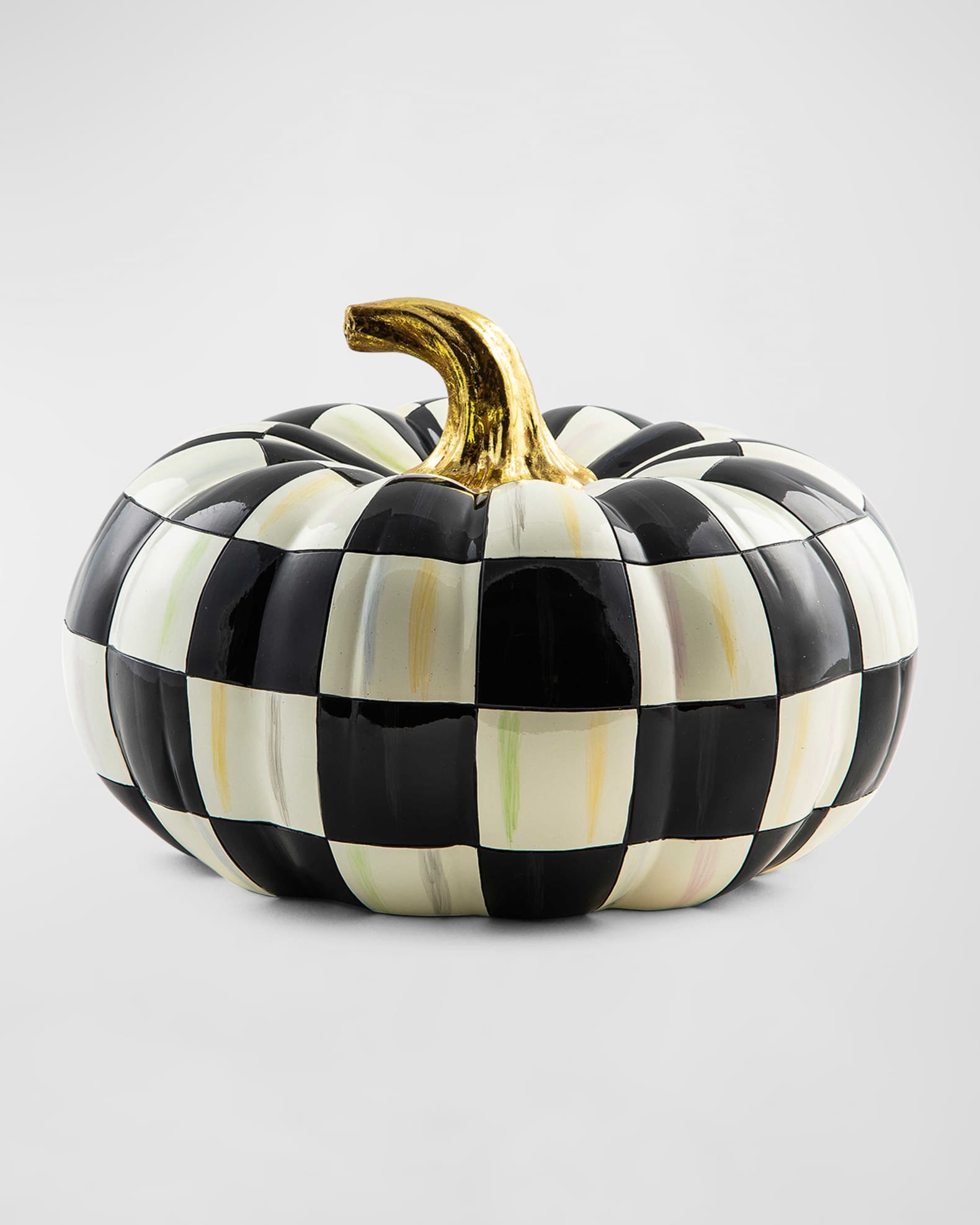 MacKenzie Childs Courtly Check Squashed Glossy Pumpkin Medium Neiman