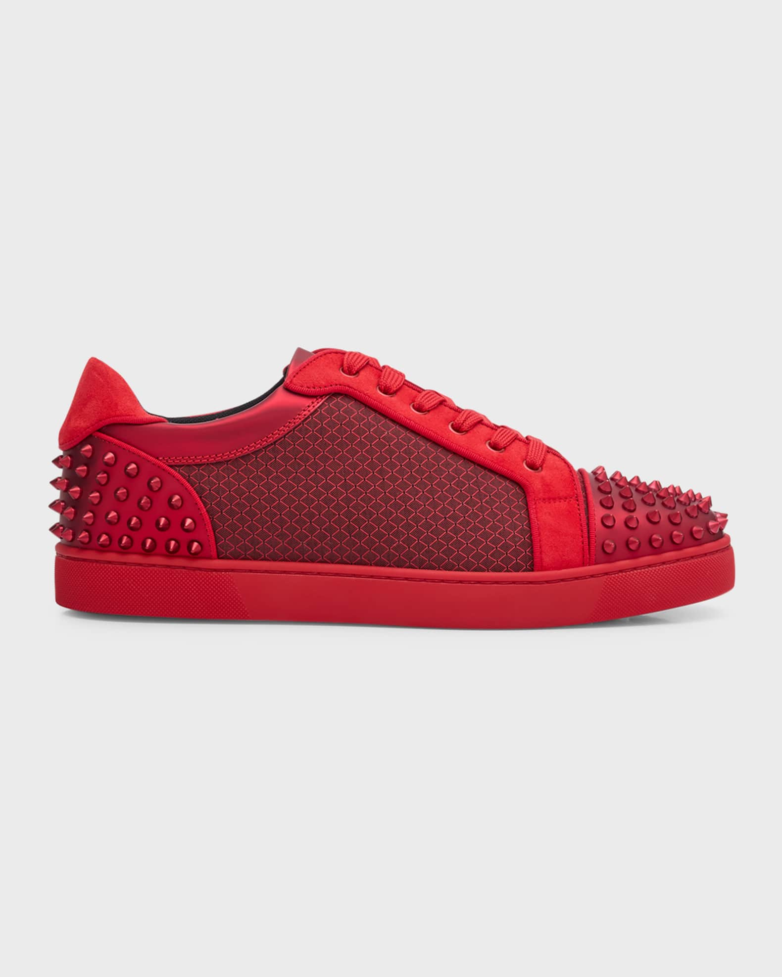 Christian Louboutin Men's Seavaste 2 Low-Top Leather Spike Sneakers ...