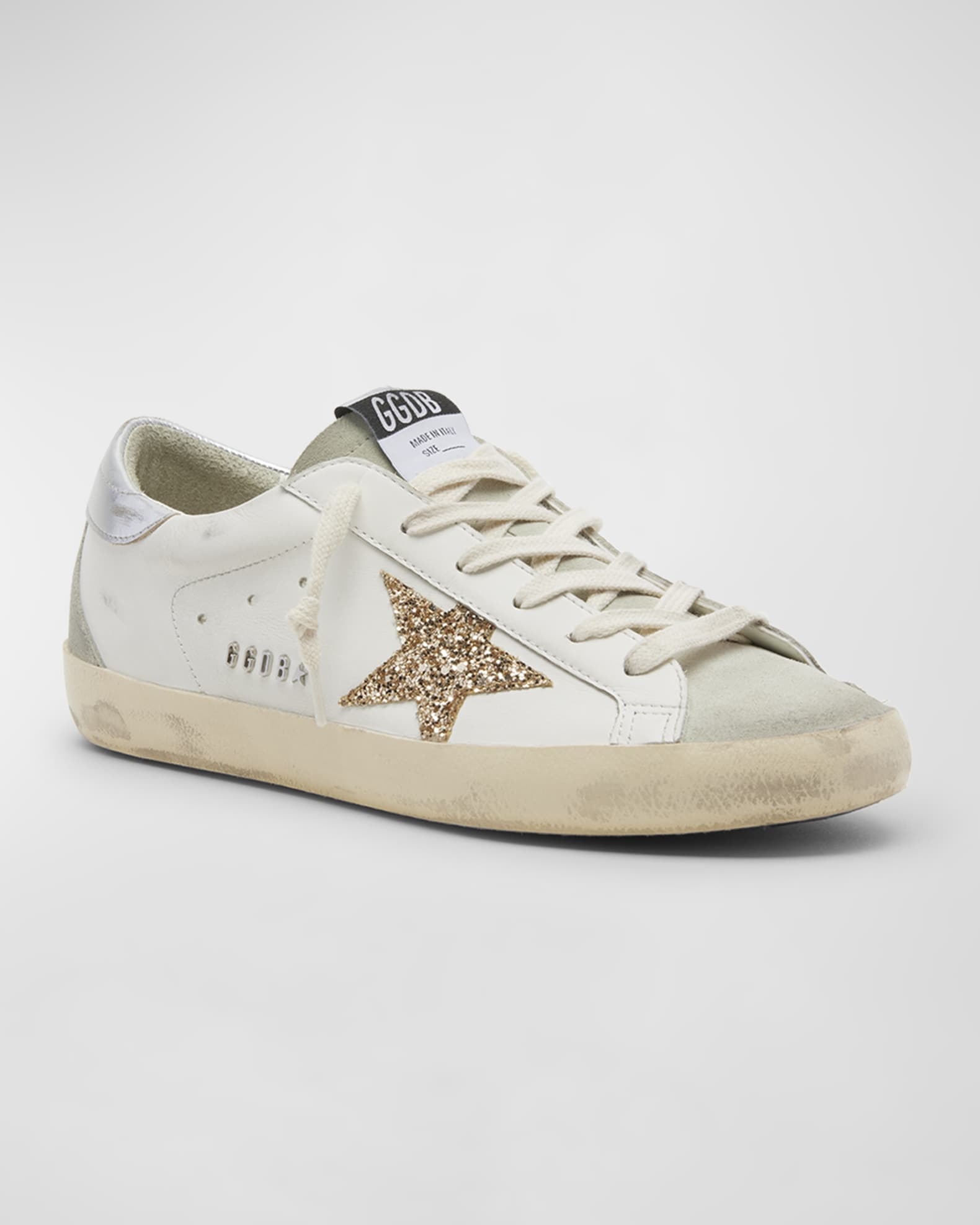 Golden Goose Superstar Leather Glitter Low-Top Sneakers | Neiman Marcus