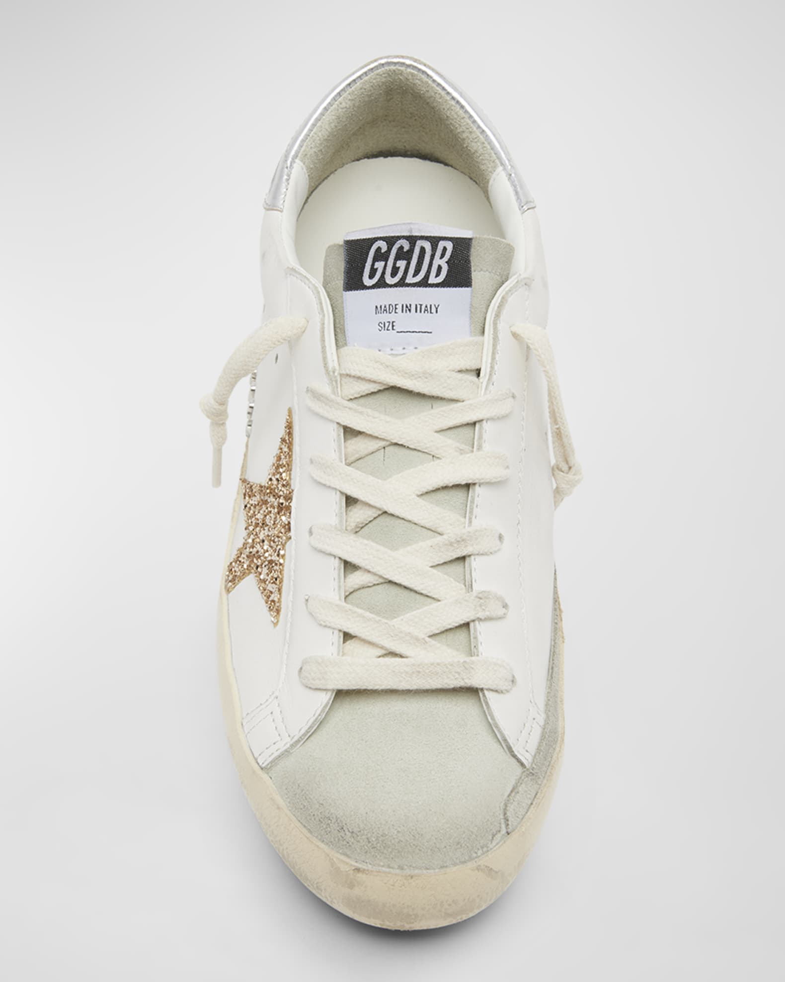 Golden Goose Superstar Leather Glitter Low-Top Sneakers | Neiman Marcus