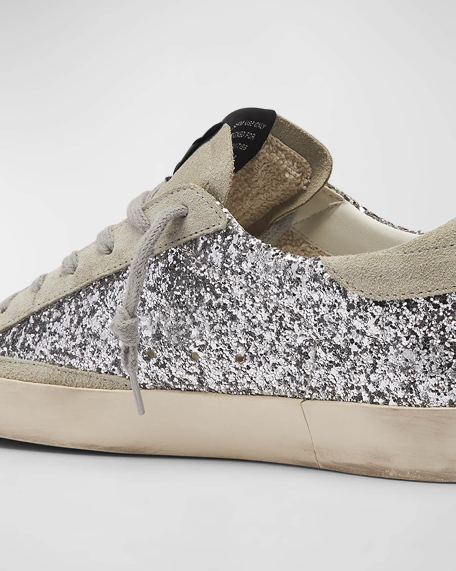 Golden Goose Superstar Suede Glitter Low-Top Sneakers | Neiman Marcus