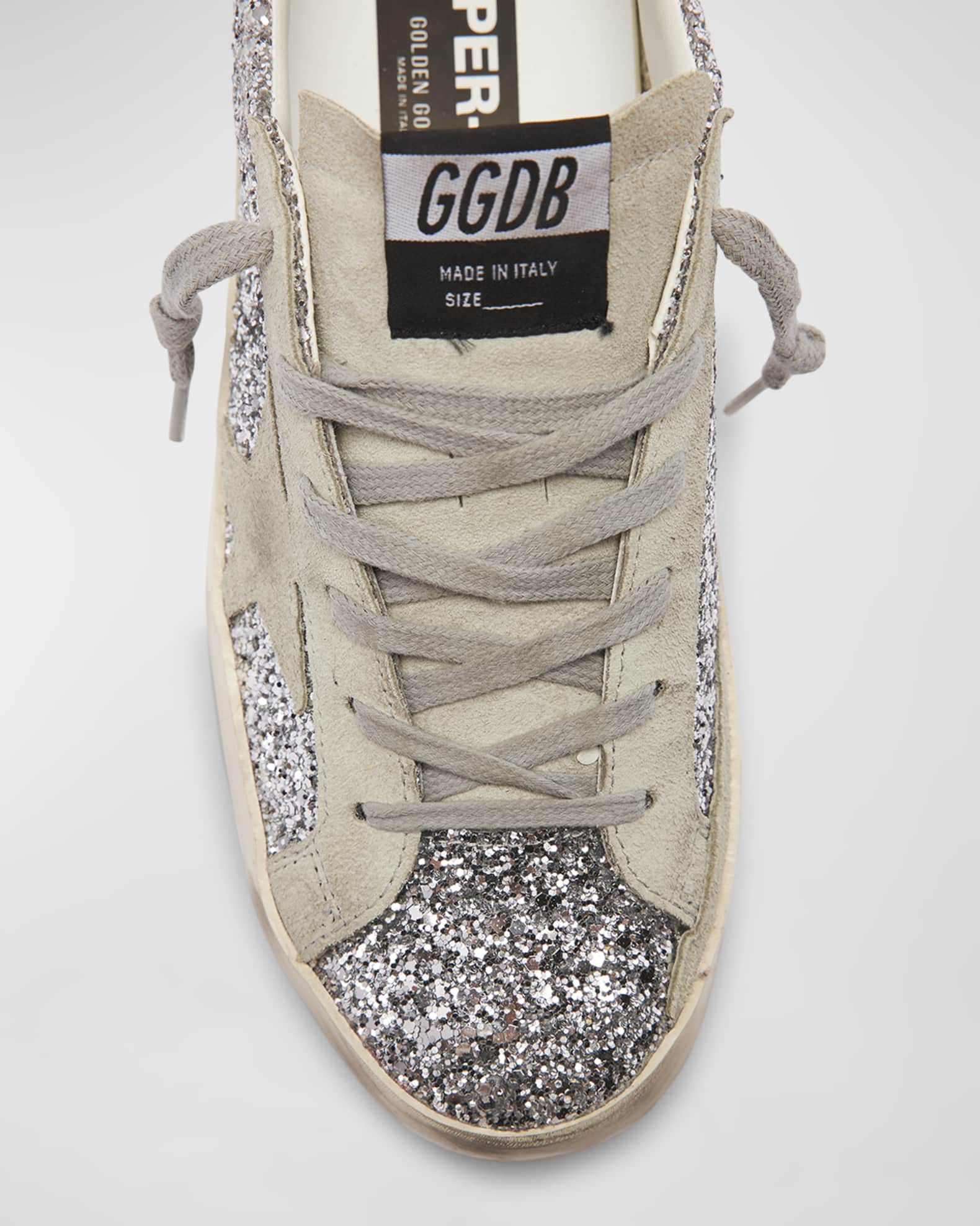 Golden Goose Superstar Suede Glitter Low-Top Sneakers | Neiman Marcus