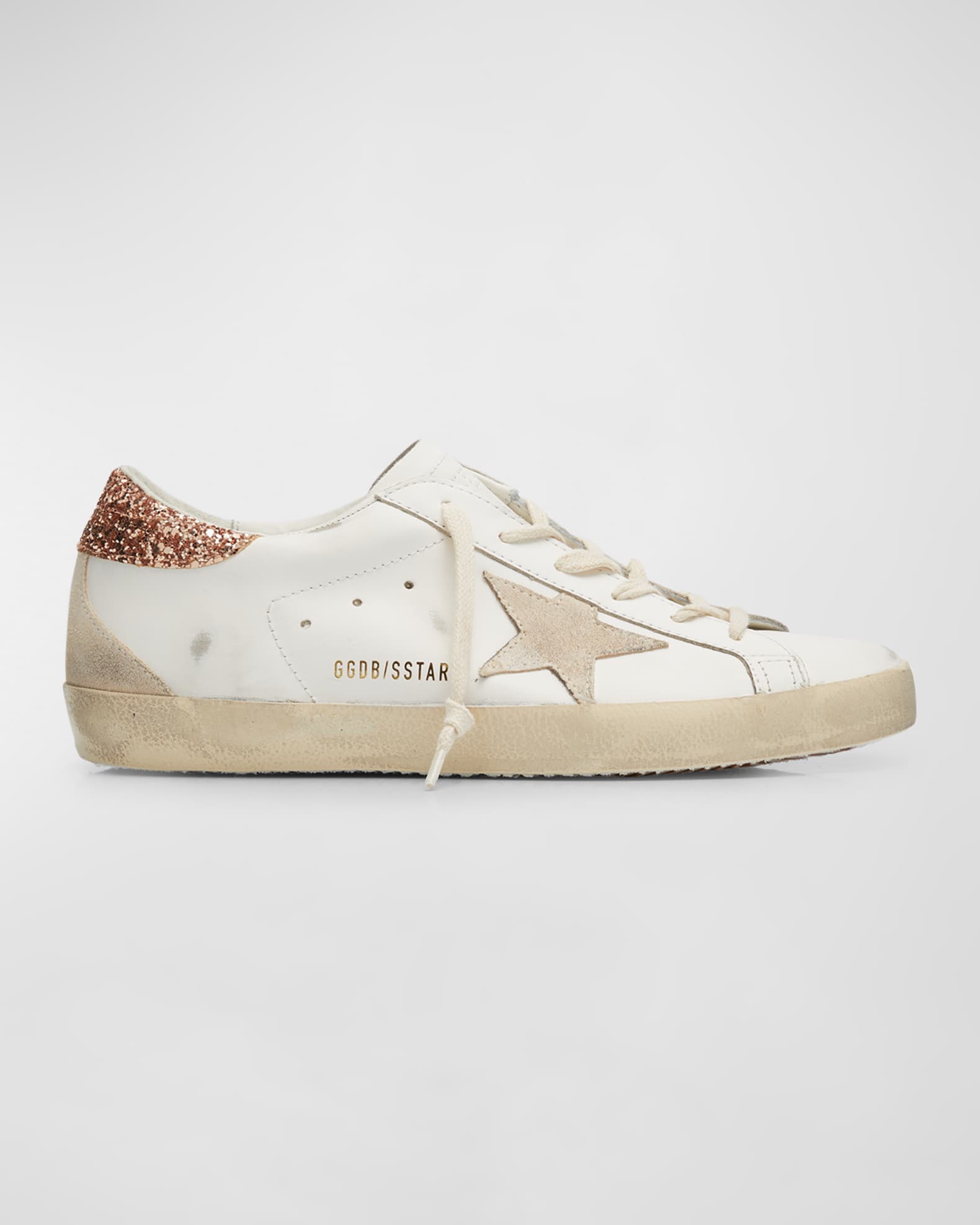 Golden Goose Superstar Leather Glitter Low-Top Sneakers | Neiman Marcus