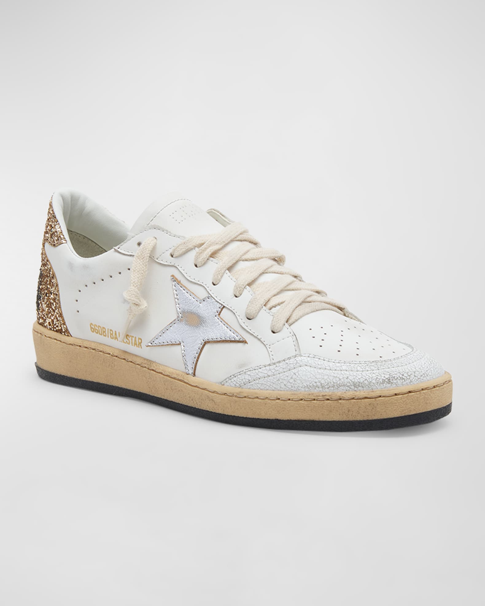 Golden Goose Ballstar Mixed Leather Low Top Sneakers Neiman Marcus