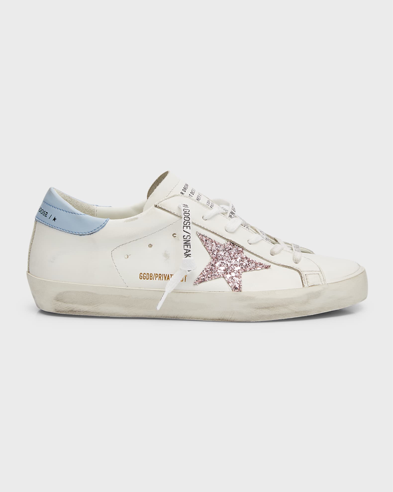 Golden Goose Superstar Leather Glitter Low-Top Sneakers | Neiman Marcus