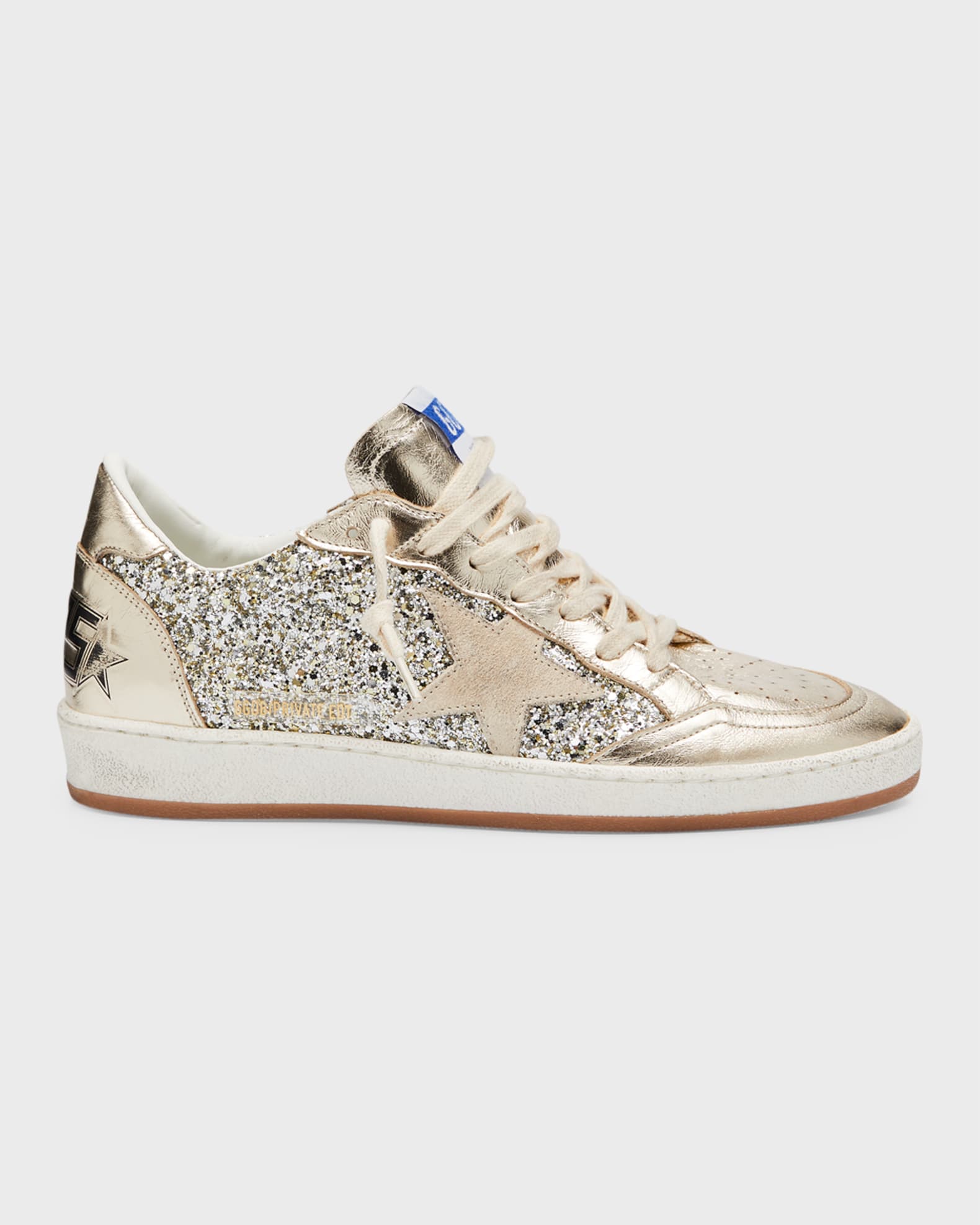 Golden Goose Ballstar Metallic Glitter Low-Top Sneakers | Neiman Marcus