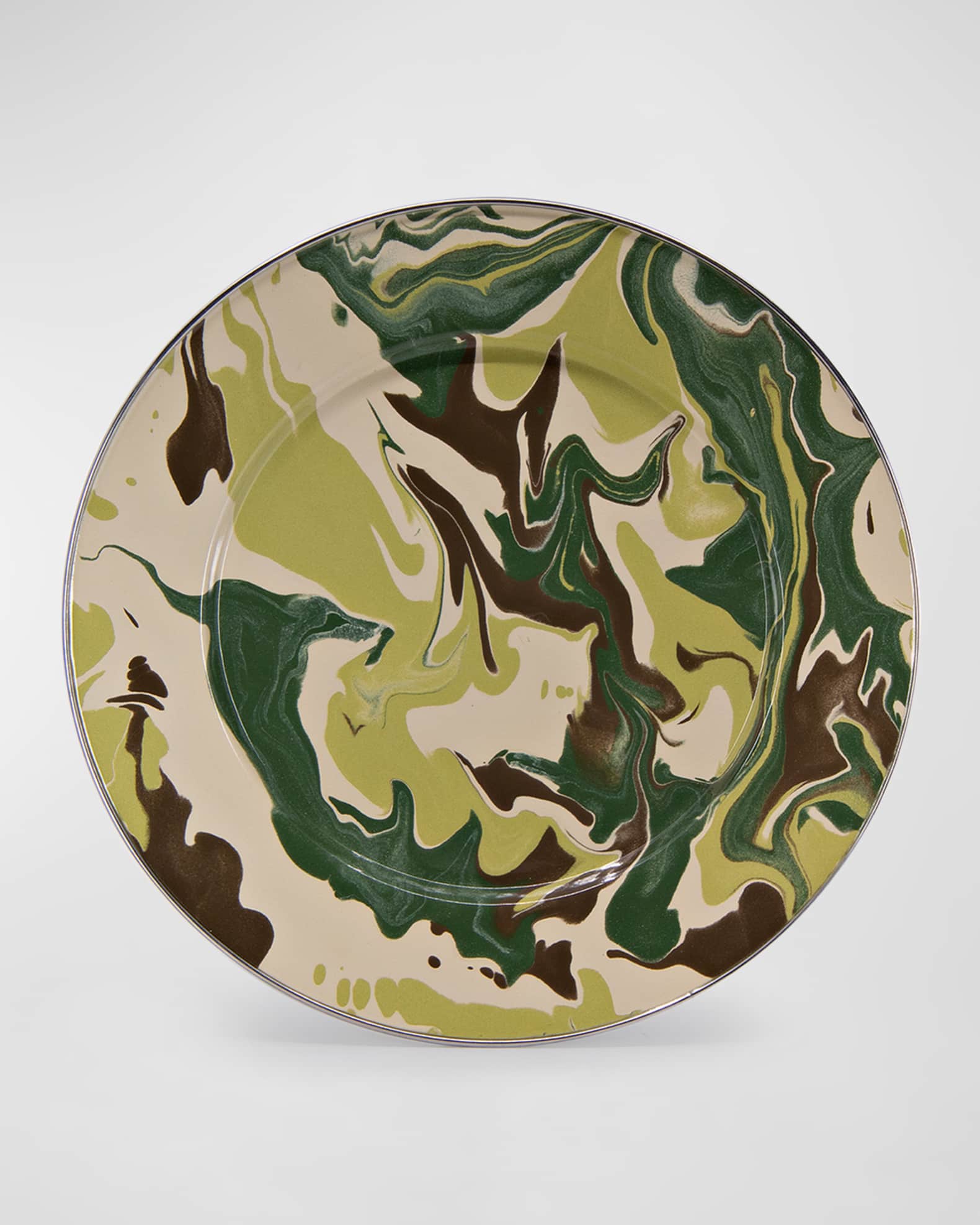 Set Of 4 Camouflage Marbled Dinner Plates