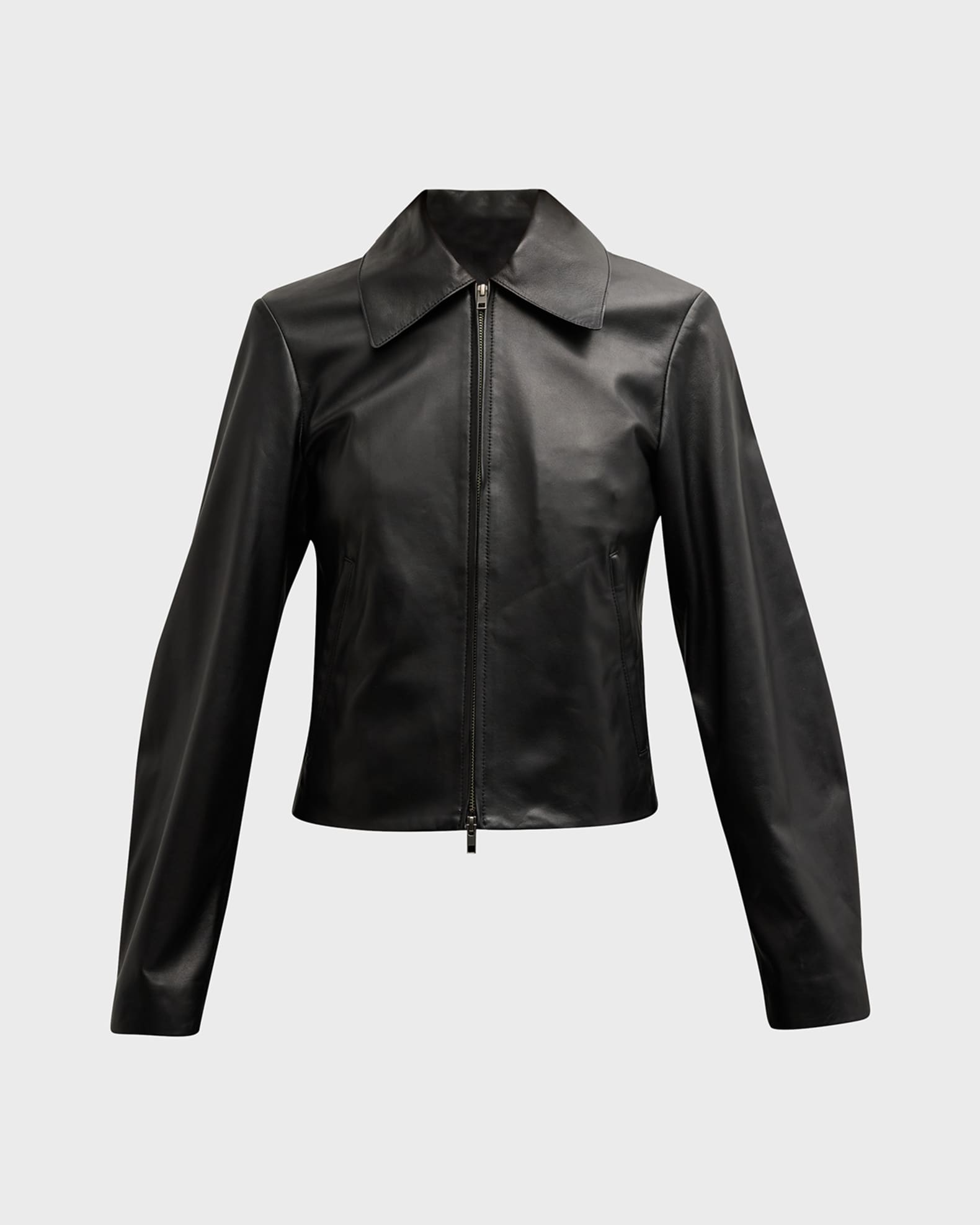 Vince Zip-Front Leather Jacket | Neiman Marcus
