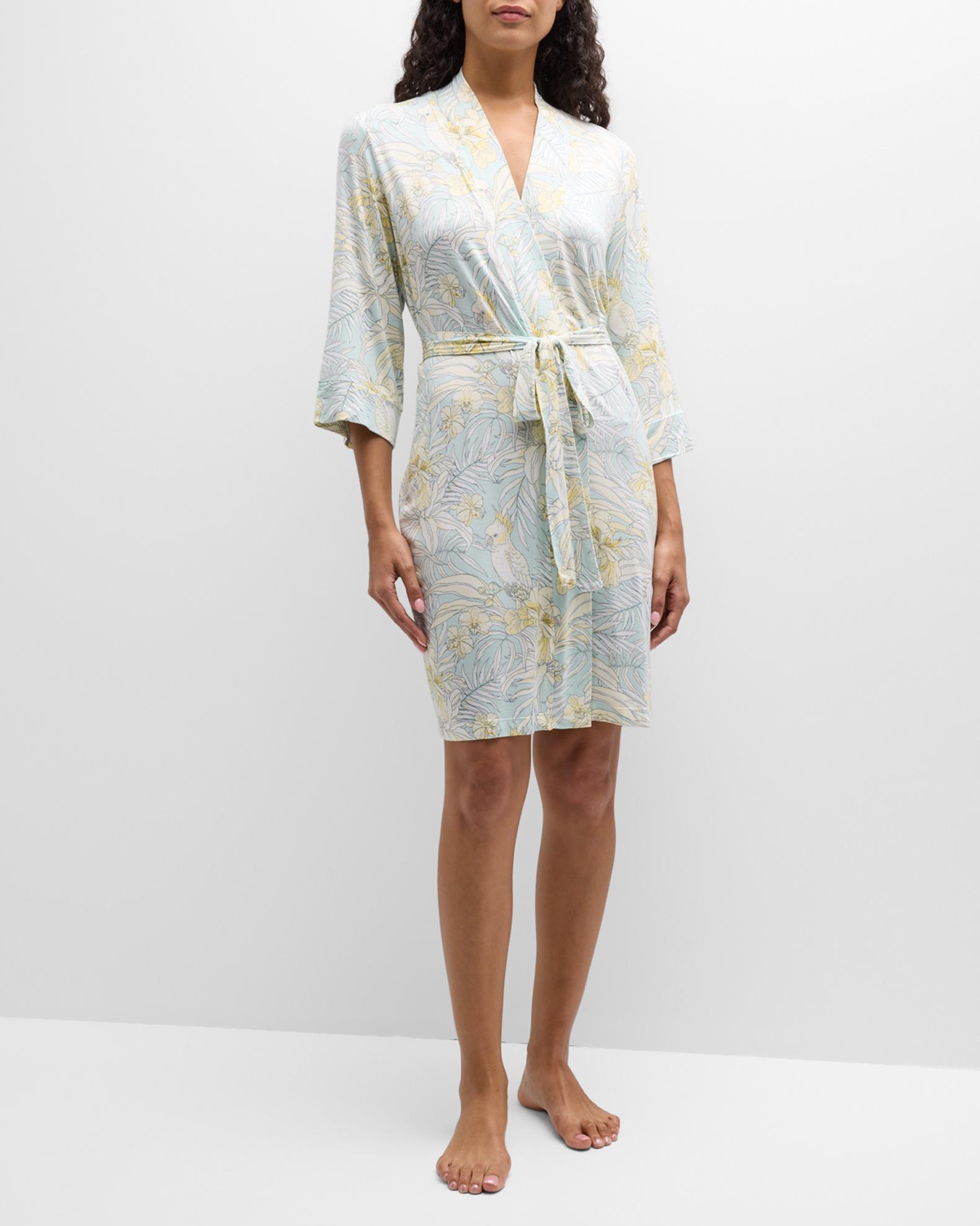 PJ Salvage Cocktail Hour Botanical-Print Robe | Neiman Marcus