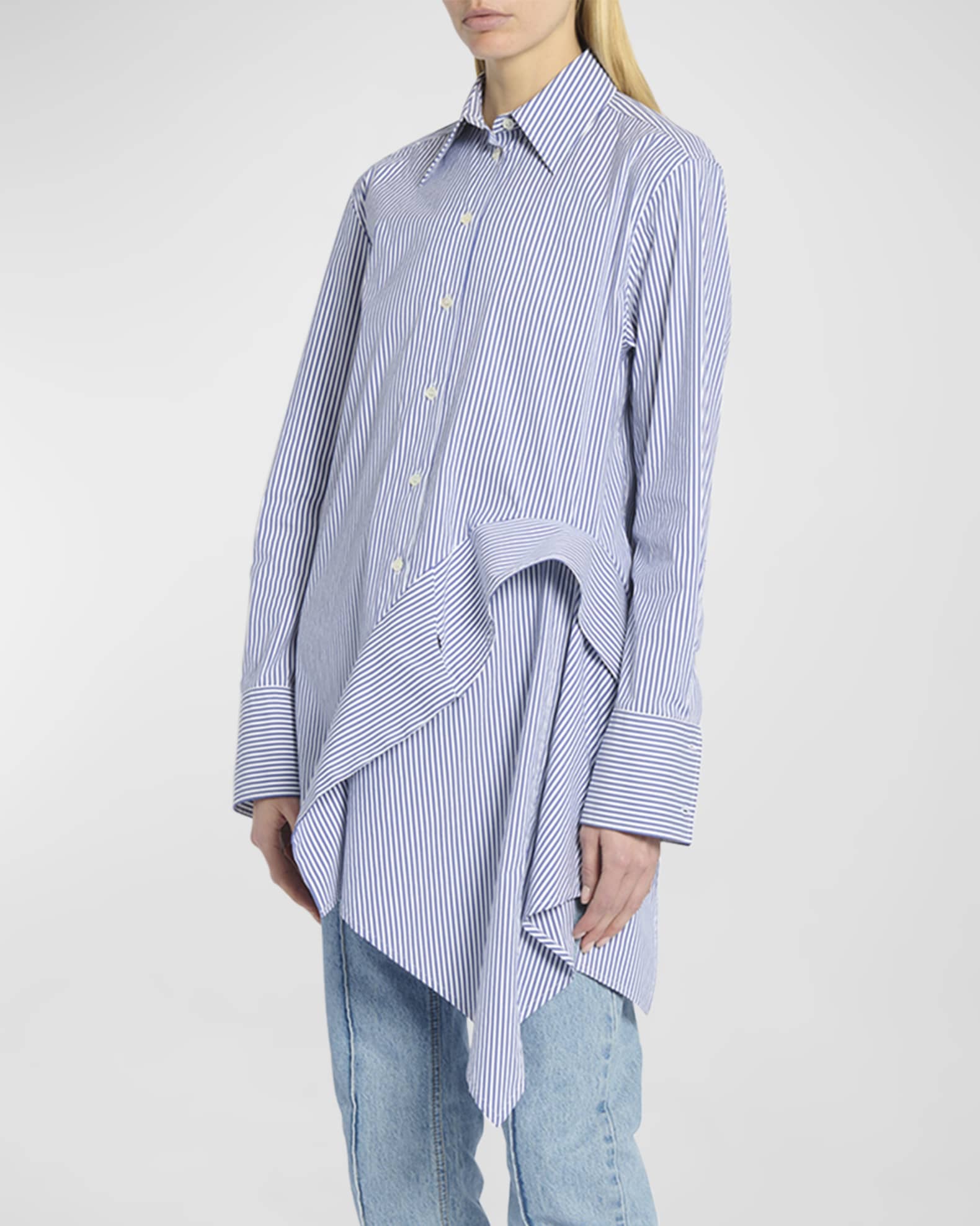 JW Anderson Deconstructed Asymmetric Drape Button-Front Shirt