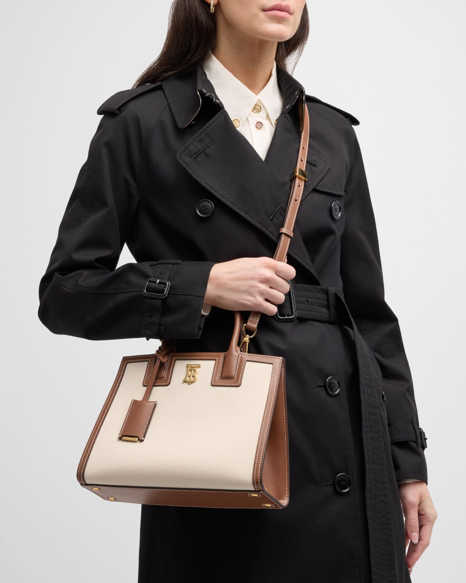 Burberry Frances Large Leather Top-Handle Bag