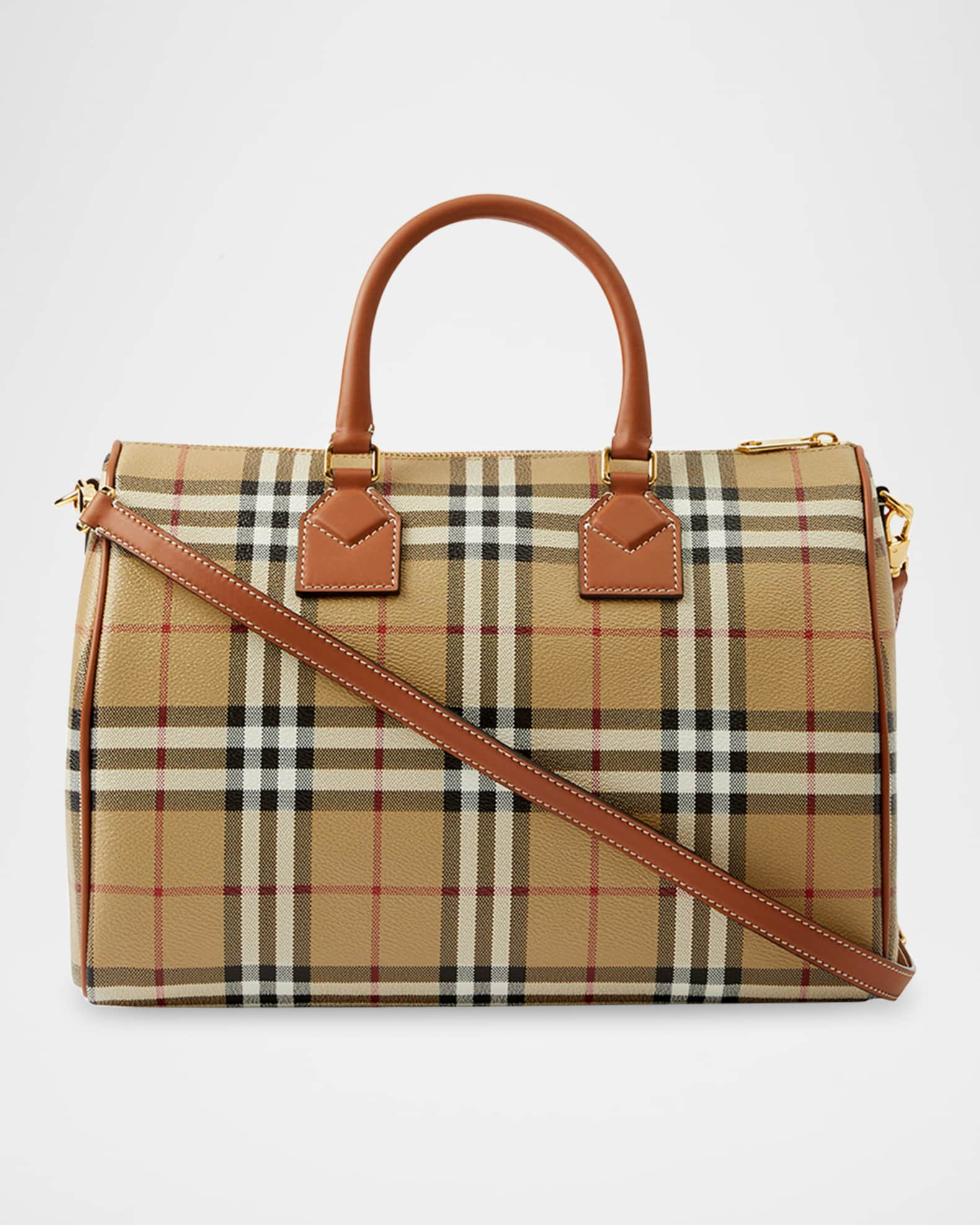 Burberry Neutrals, Pattern Print Haymarket Check Boston Bag