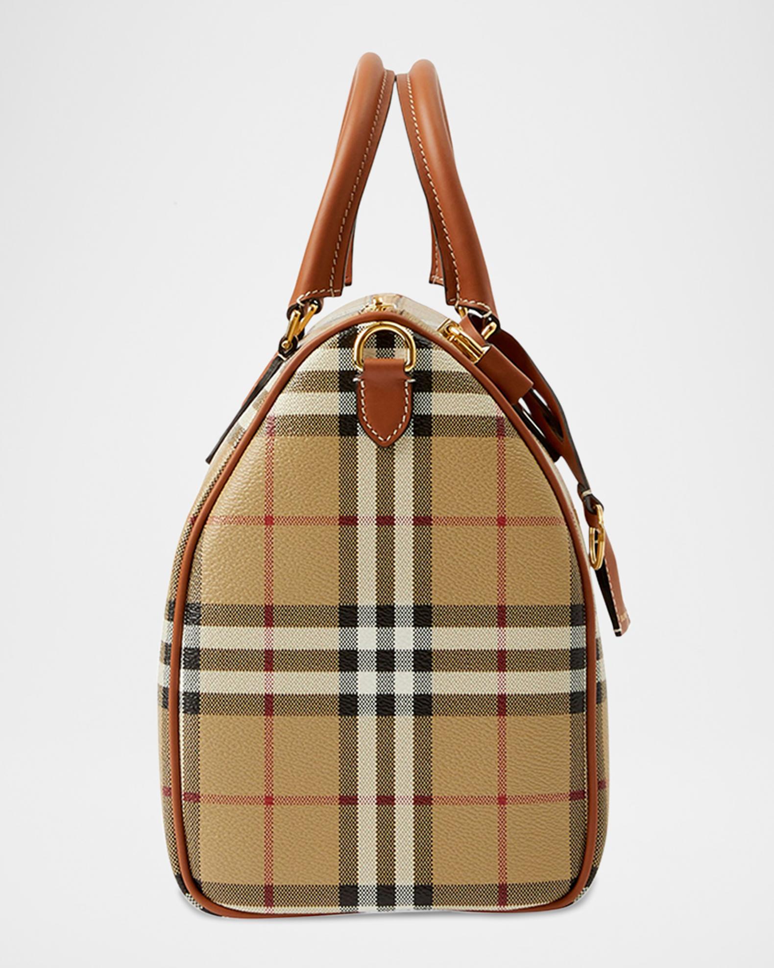 Burberry Check Large Bowling Top-Handle Bag | Neiman Marcus