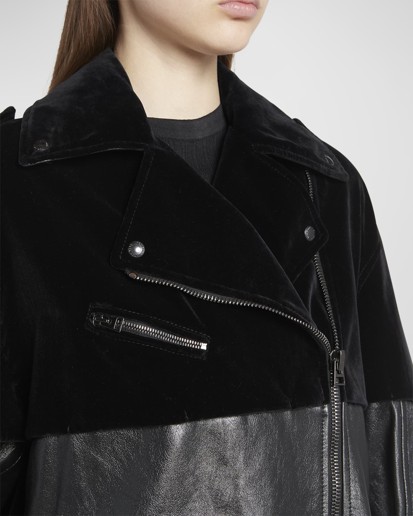 TOM FORD MixedMedia Metallic Leather Moto Jacket Neiman Marcus