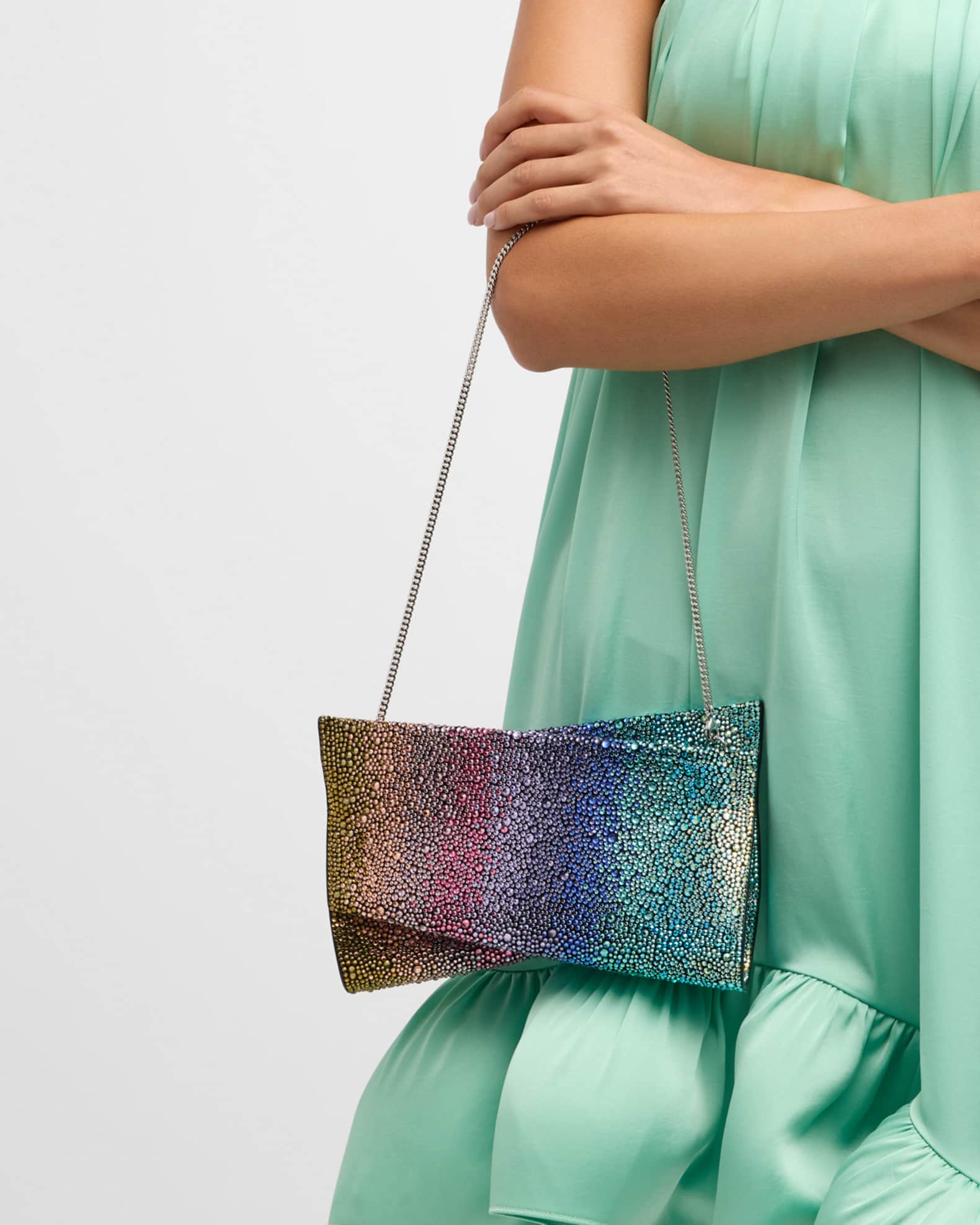 Christian Louboutin Loubitwist Small クリスタル クラッチ Christian Louboutin Loubitwist Small Clutch in Strass Suede
