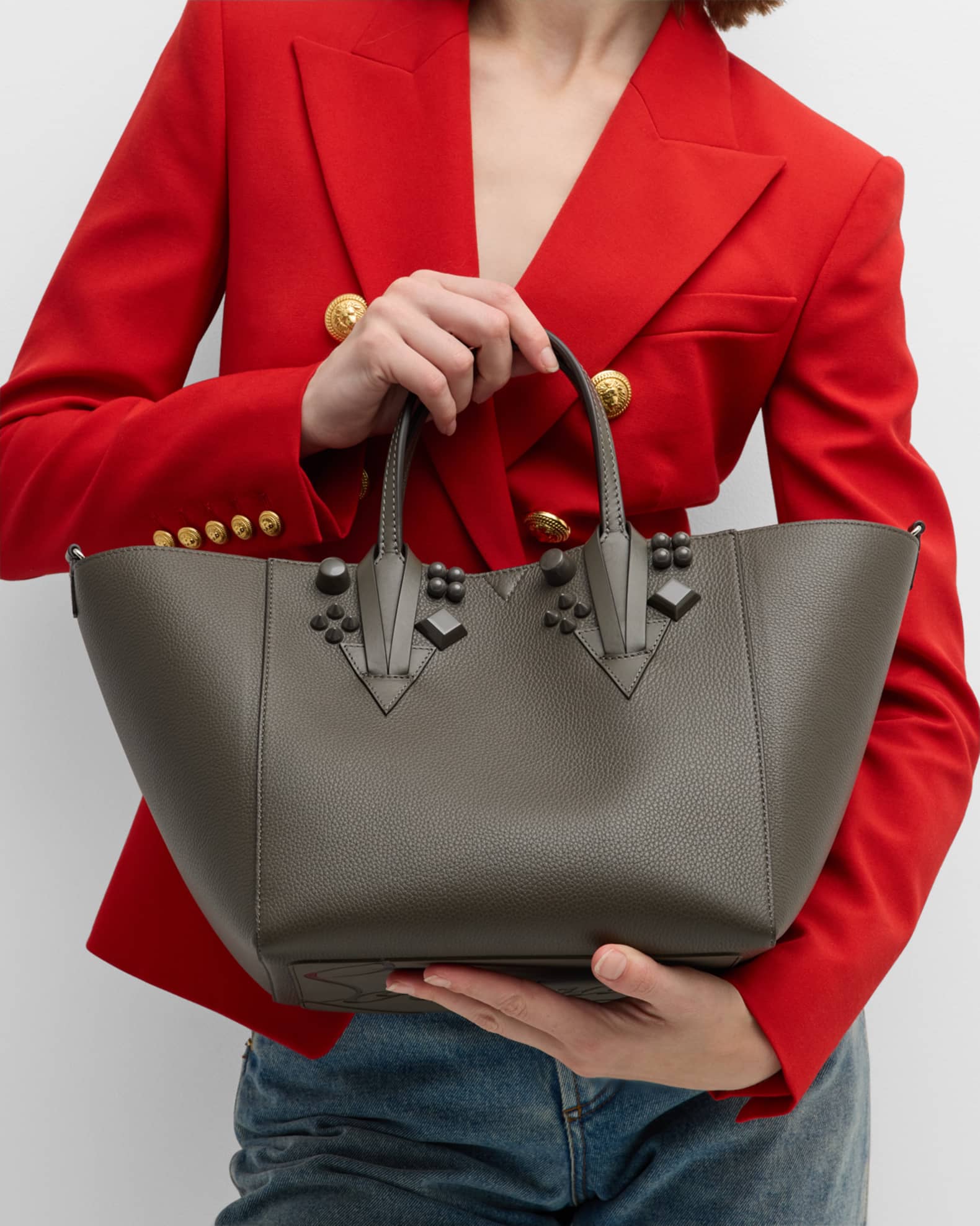 Cabachic mini - Bucket bag - Grained calf leather and spikes