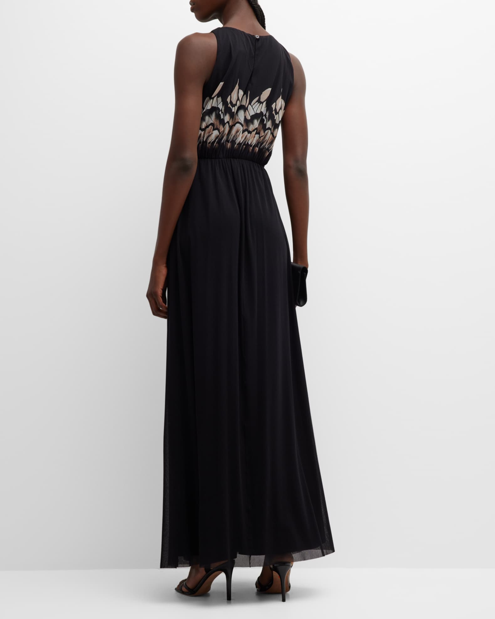 Fuzzi Sleeveless A-Line Tulle Maxi Dress | Neiman Marcus