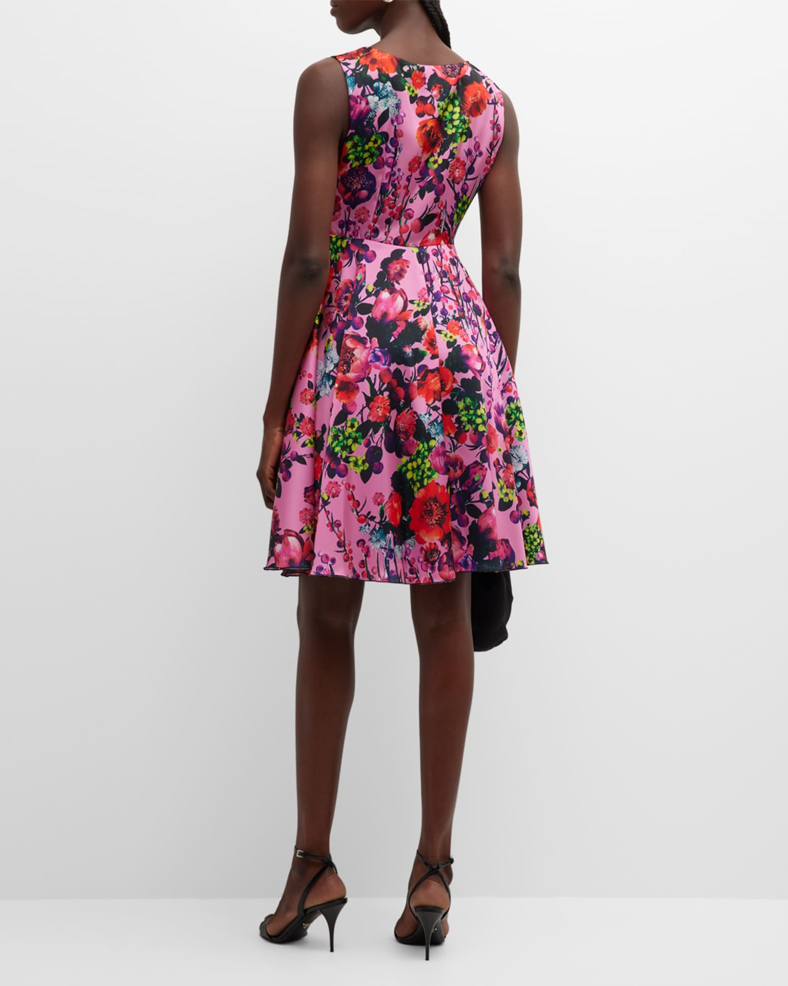 Fuzzi Sleeveless Pleated Floral-Print Midi Dress | Neiman Marcus
