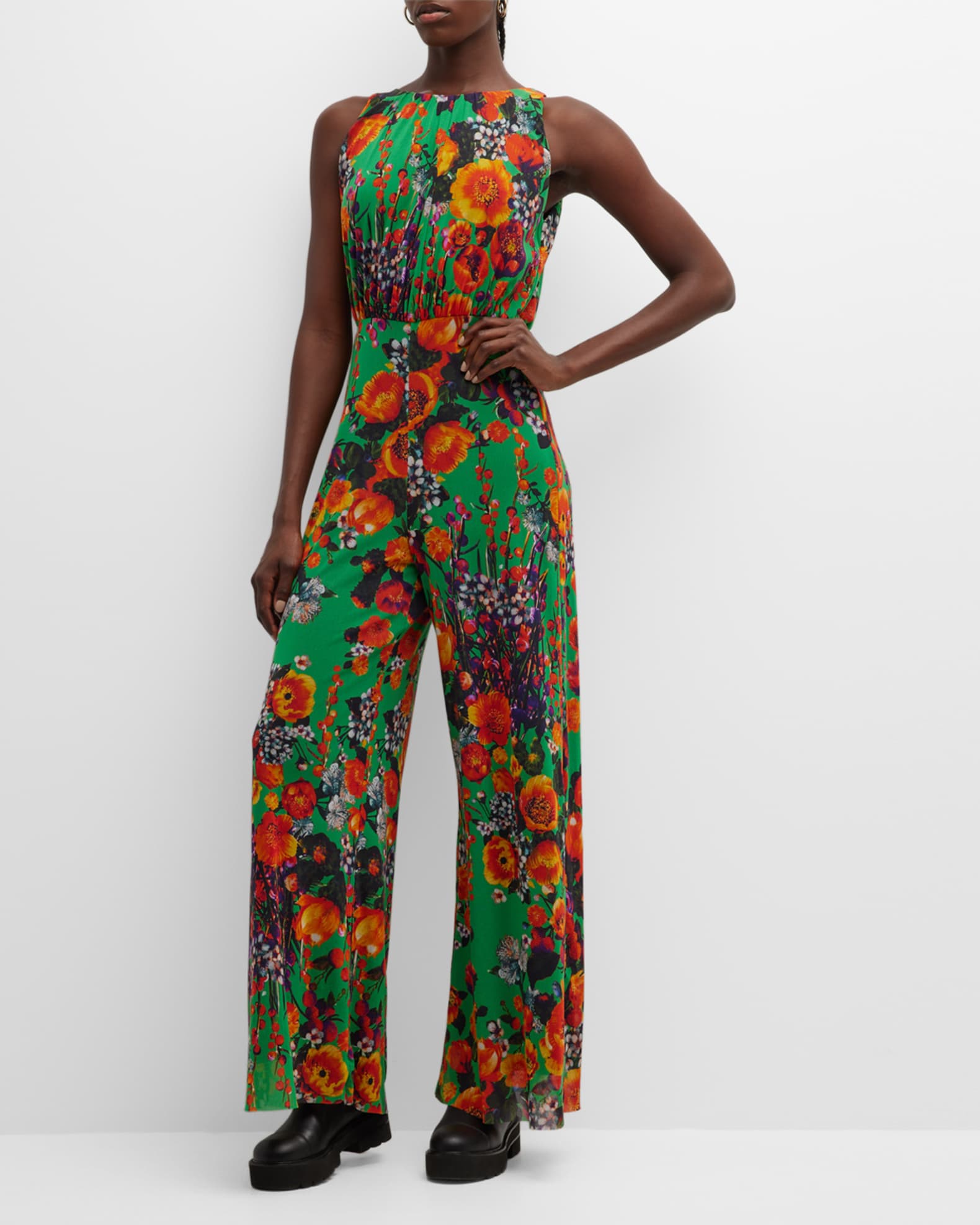 16203 Black Tulle Sleeve Jumpsuit