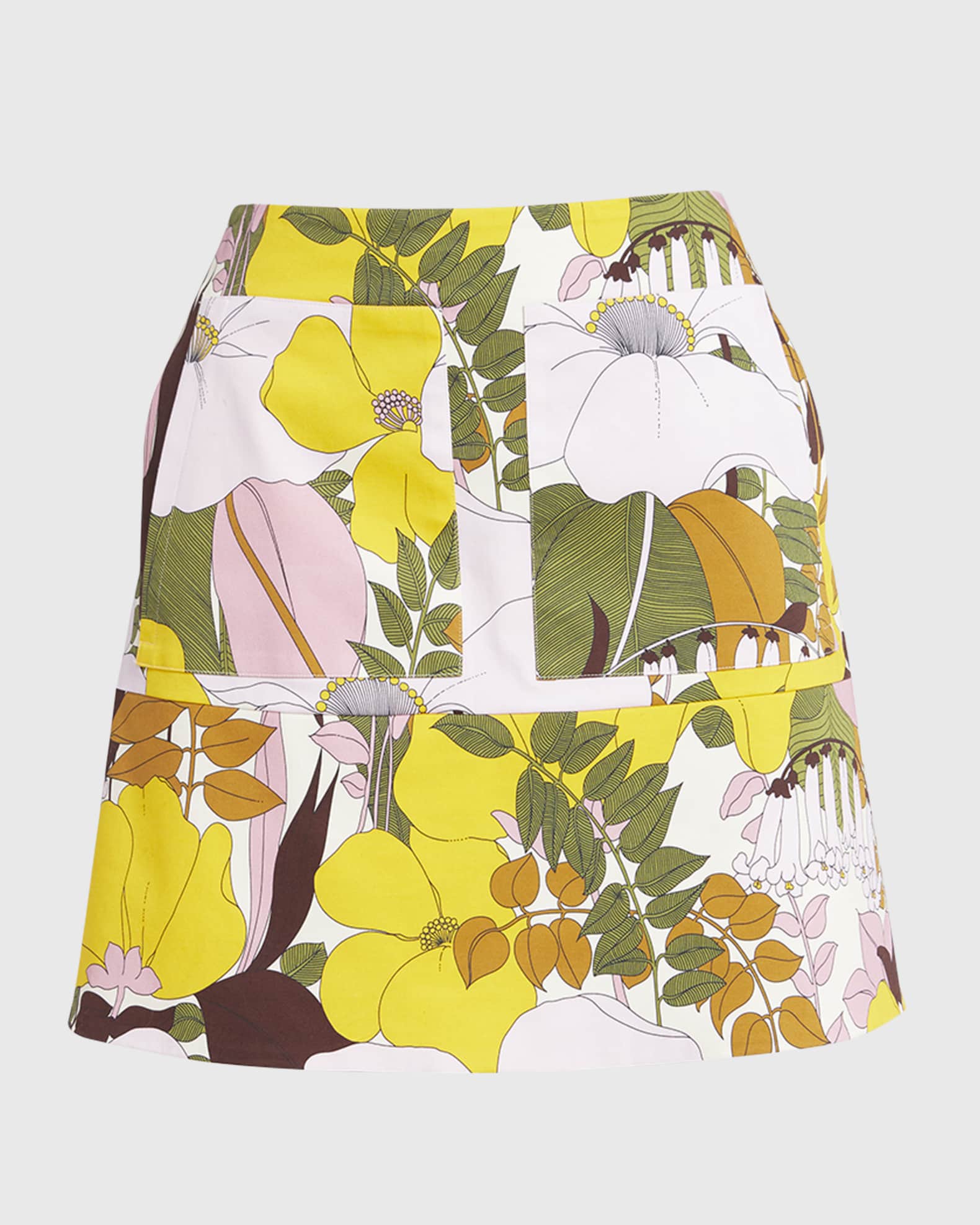 La DoubleJ Floral-Print Patch-Pocket Mini Skirt