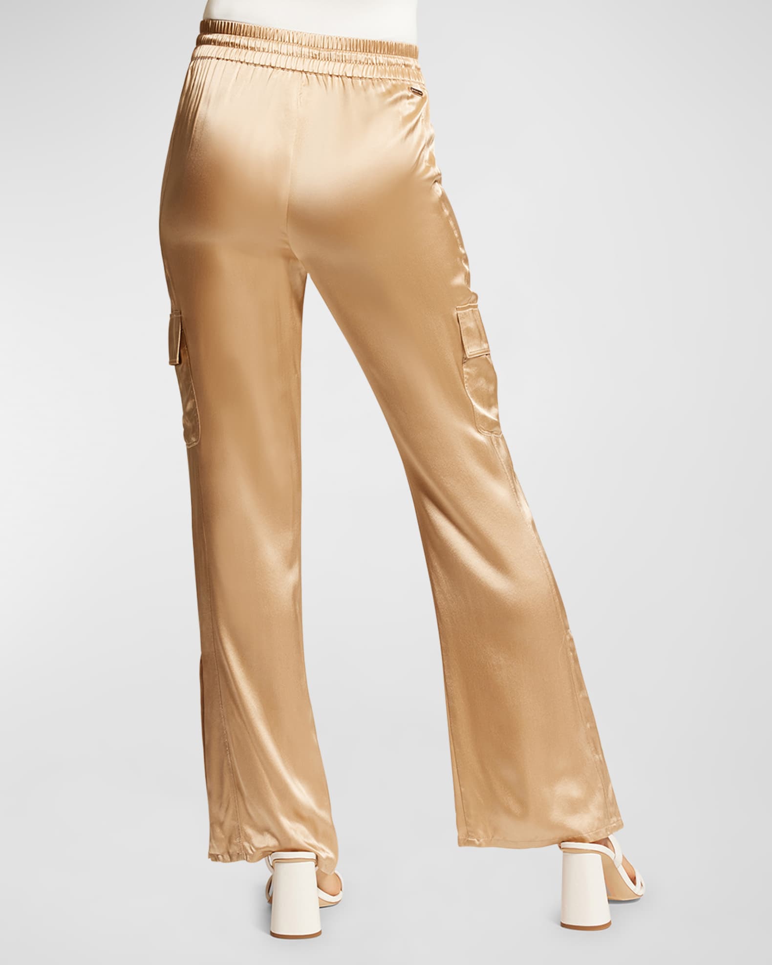 0401~Silk Cargo Pants with Lace Inserts main image 1