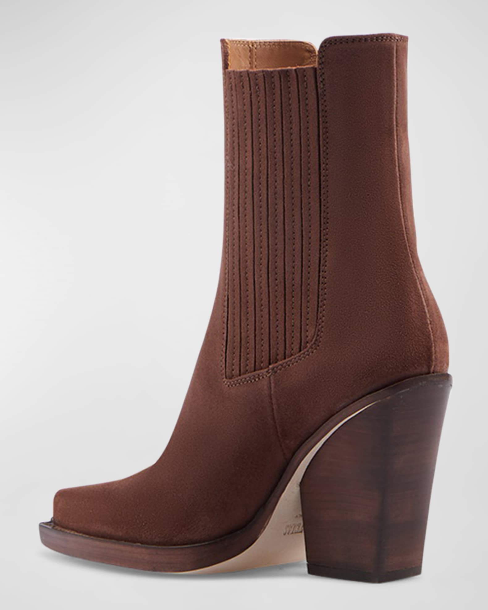Dl Sport Suede Western Ankle Boots With Snakeskin Trim Chocolate