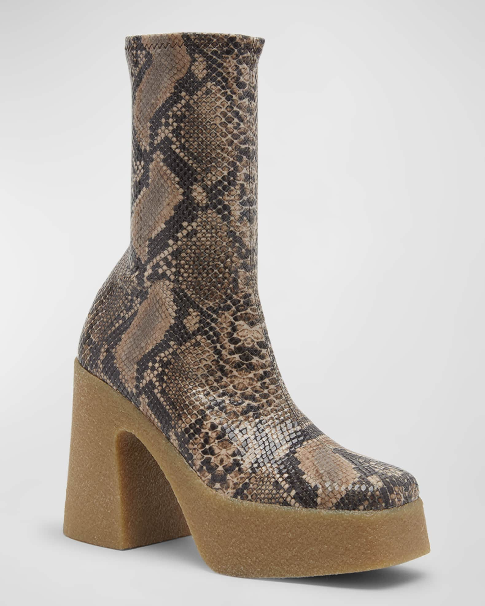 Stella McCartney Skyla Recycled Snake-Print Platform Ankle Boots ...