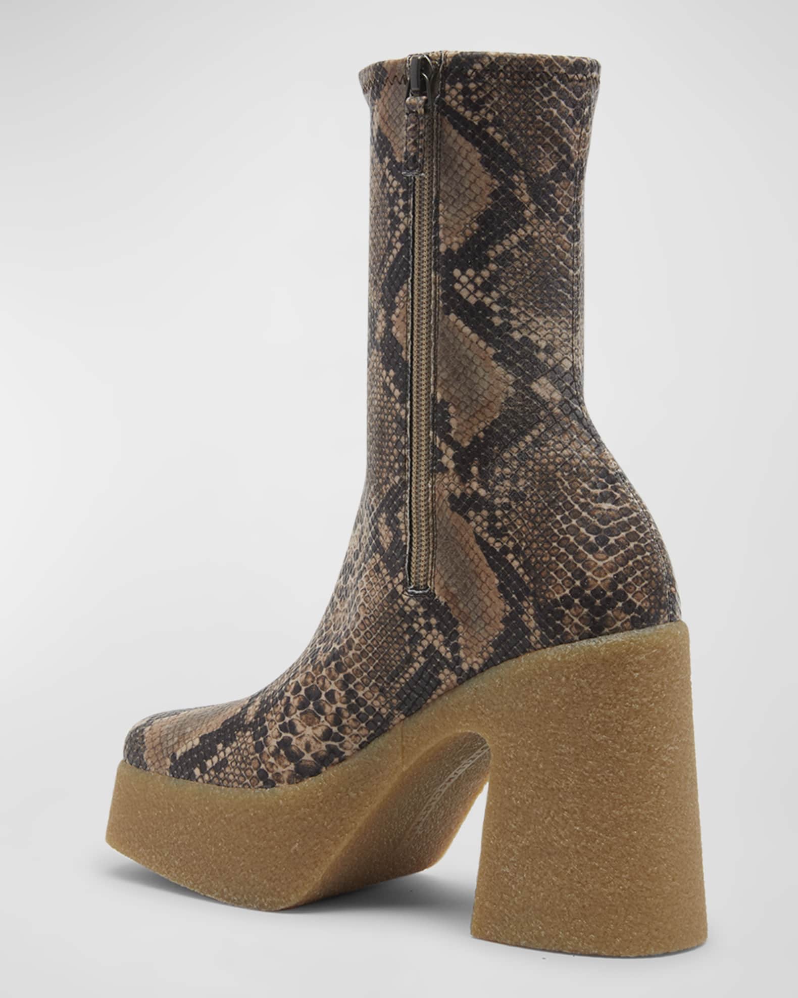 Stella McCartney Skyla Recycled Snake-Print Platform Ankle Boots ...