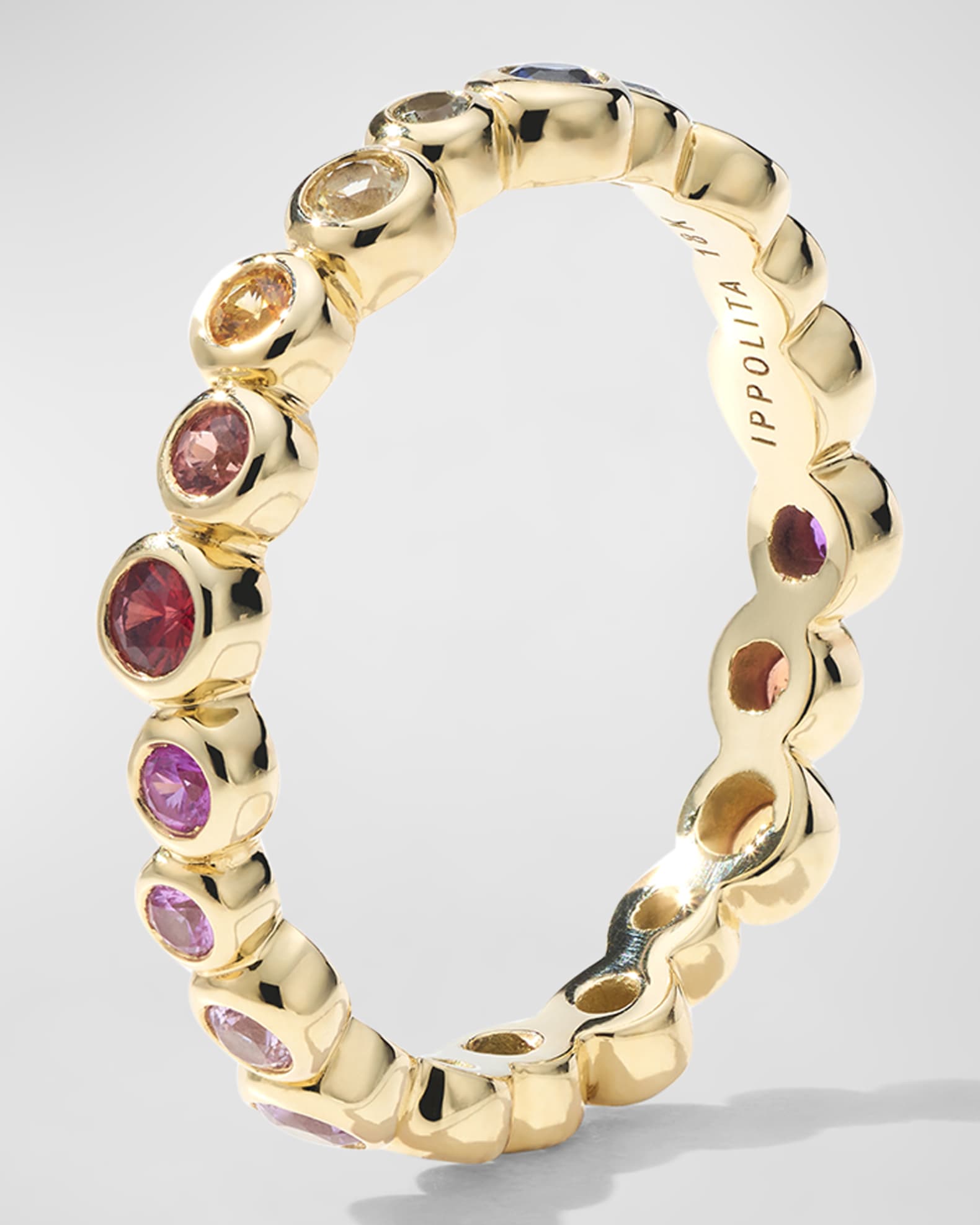 18K Starlet Ring with Rainbow Sapphires, Size 7 1