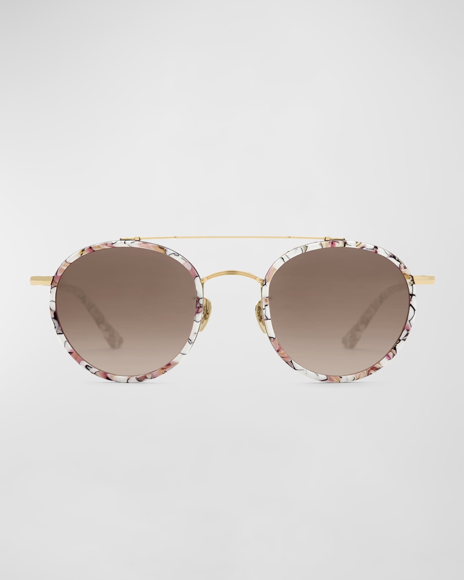 KREWE Porter Round Acetate & Titanium Aviator Sunglasses Neiman Marcus