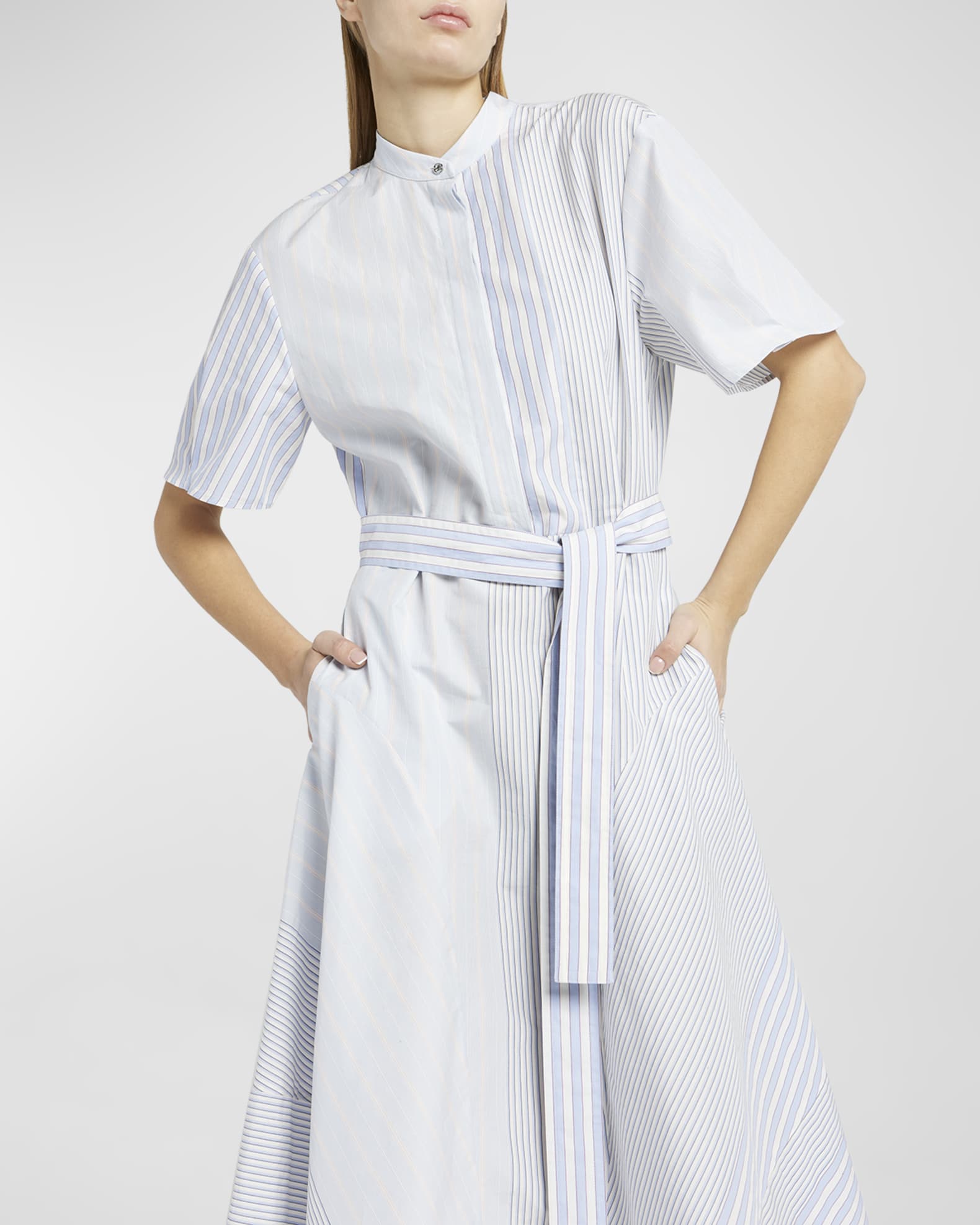 Stylish 'Erika' Stripe Patchwork Flared Dress by Stella McCartney