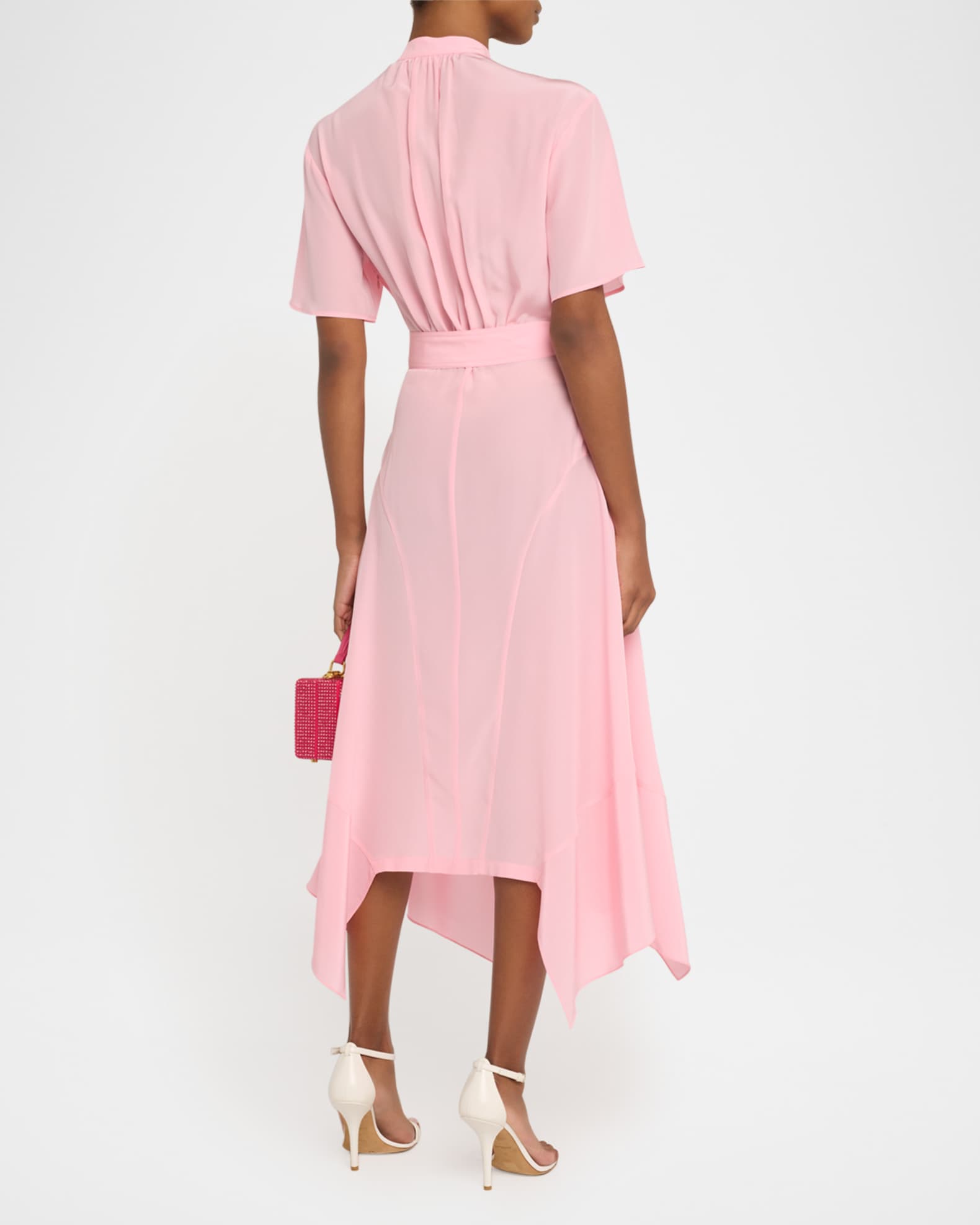スーパーセール 半額 Stella McCartney Silk Crepe De Chine Midi Dress with Tie ワンピース
