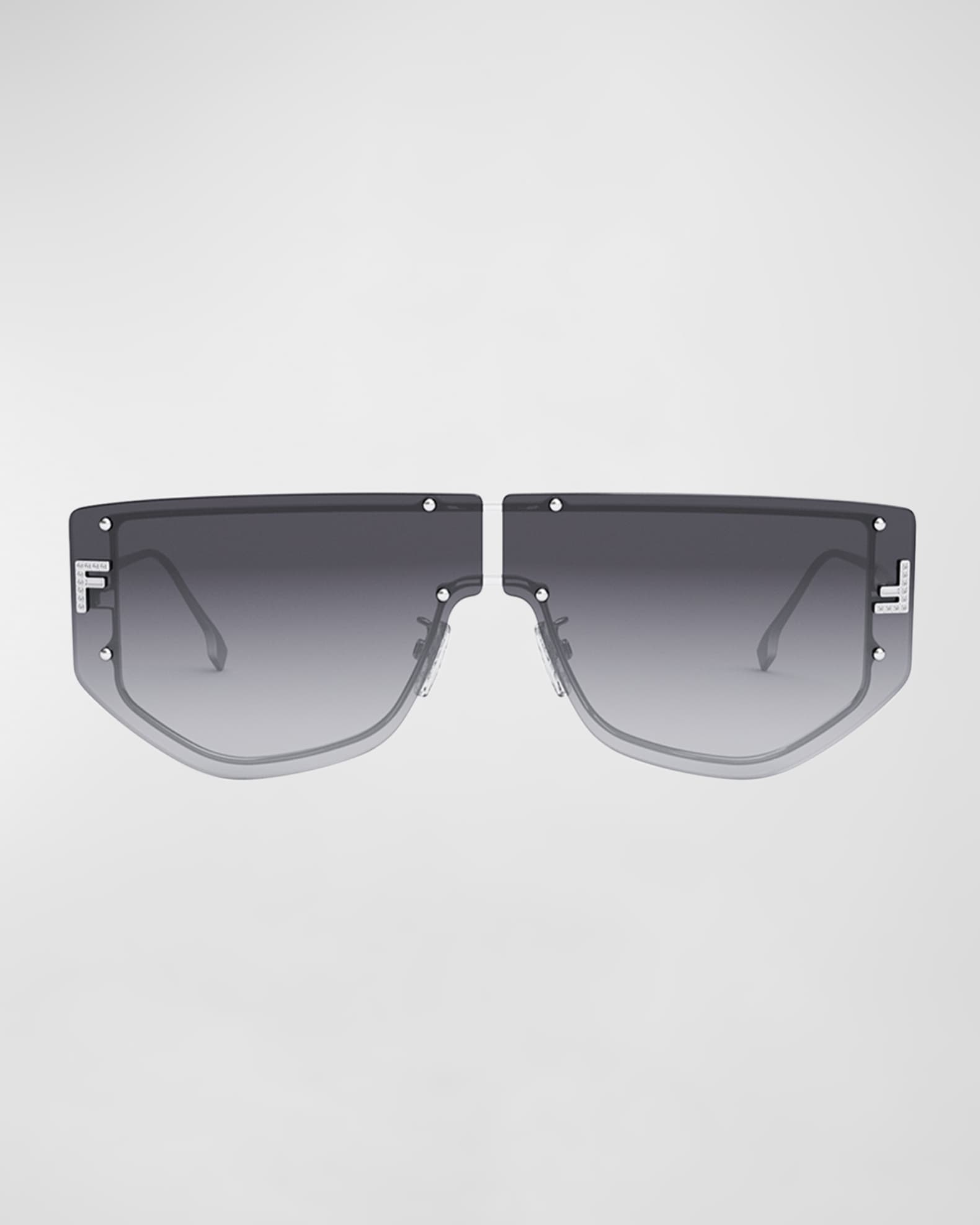 Fendi Embellished F Metal Shield Sunglasses Neiman Marcus