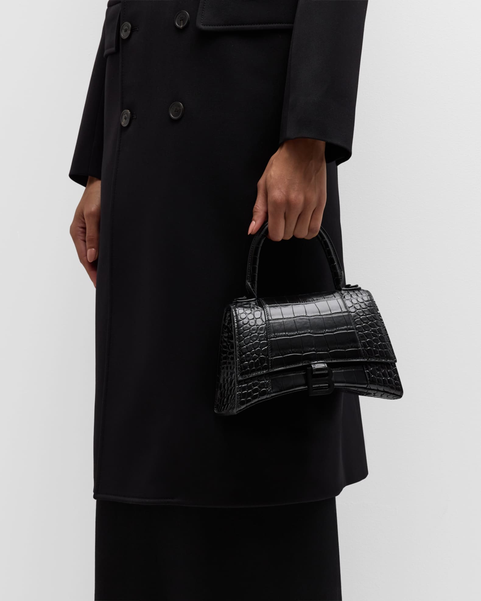 【関税込み】BALENCIAGA ブラック クロコ Hourglass バッグ P00741485.jpg
