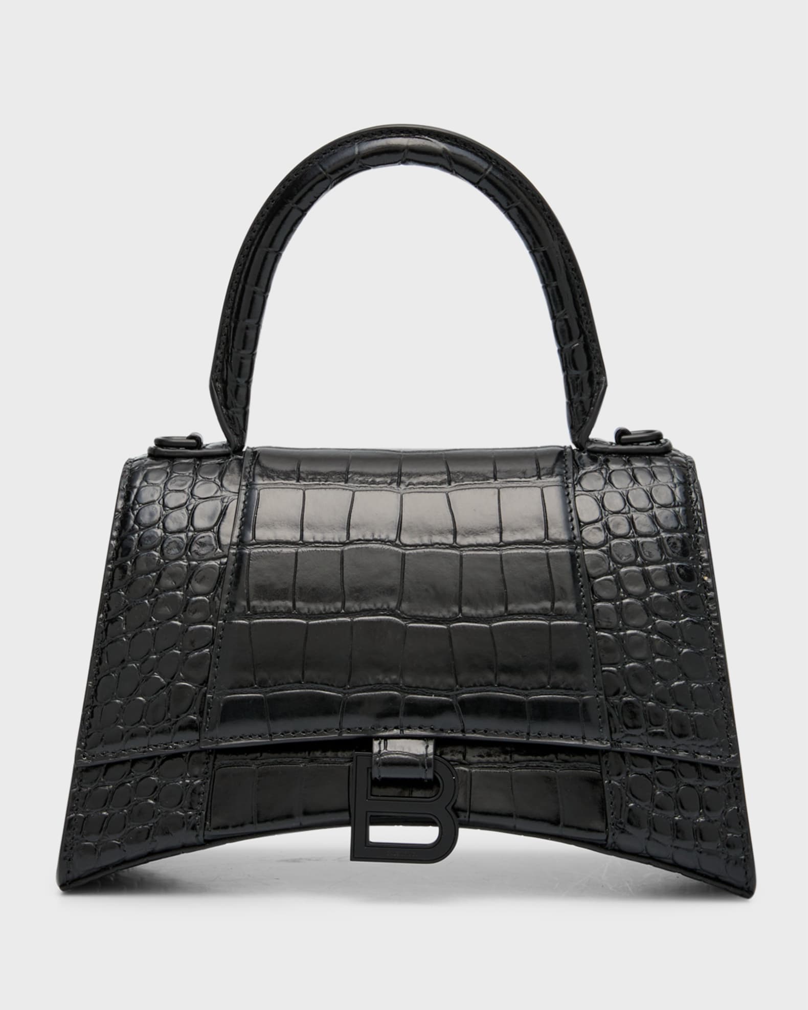 Balenciaga black croc mini hourglass bag sale