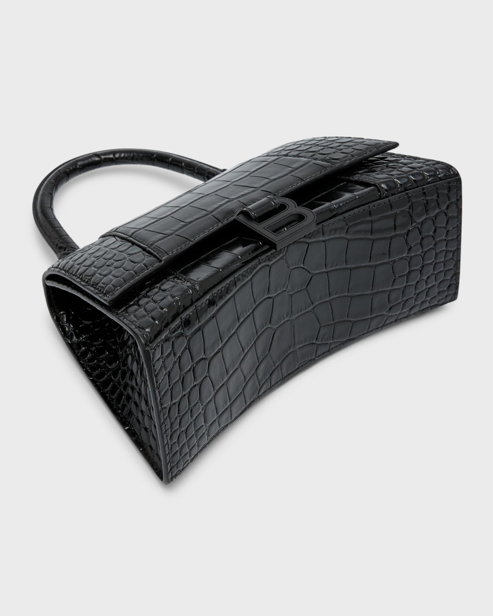 Hourglass Small Croc Embossed Bag