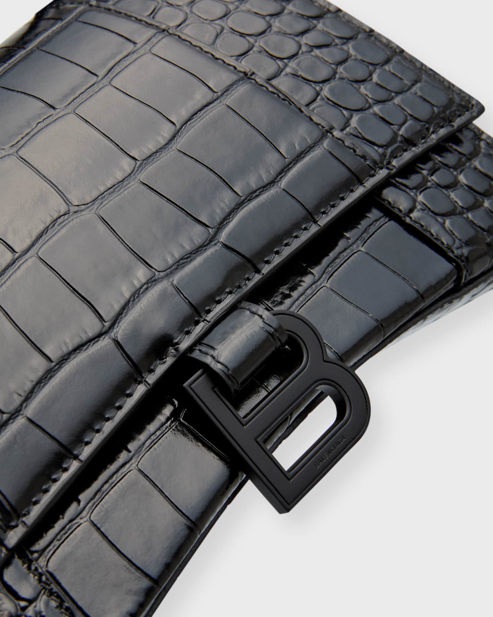 Balenciaga Hourglass Small Croc-Embossed Bag | Neiman Marcus