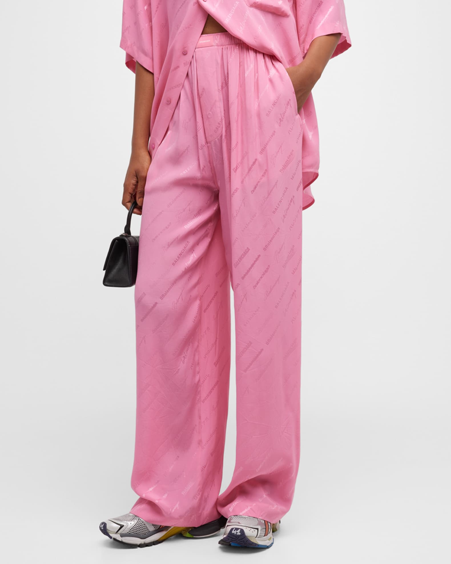 Balenciaga Logo Print Pajama Pants Neiman Marcus