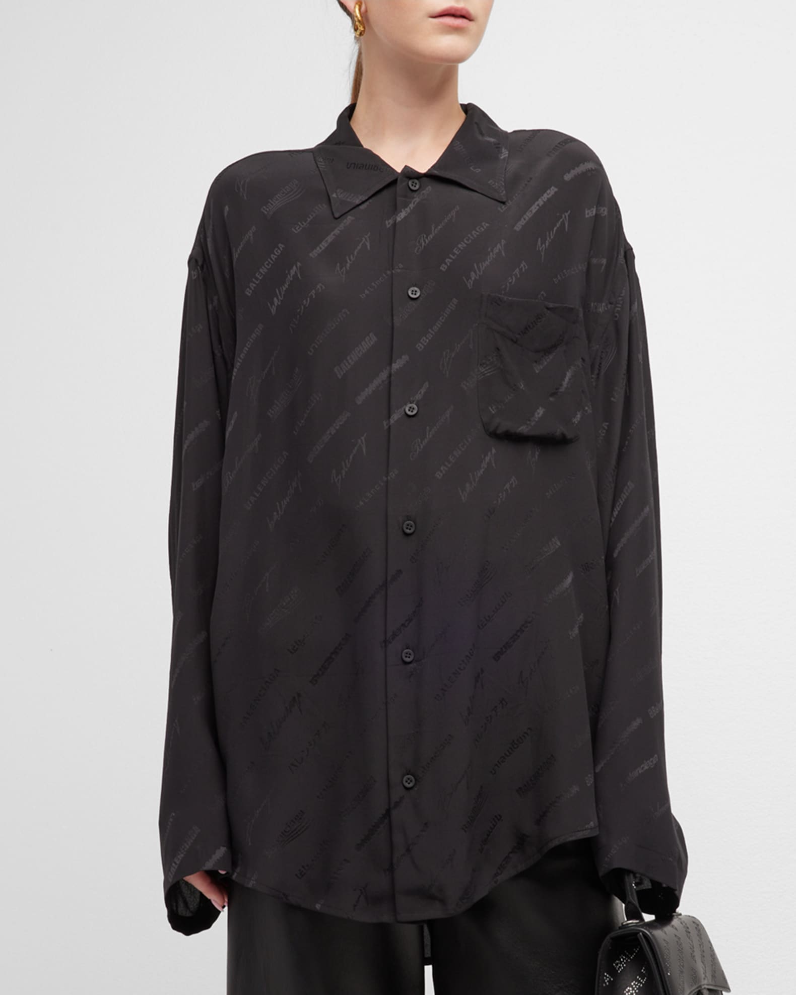 Balenciaga Logomania All Over Minimal Shirt | Neiman Marcus
