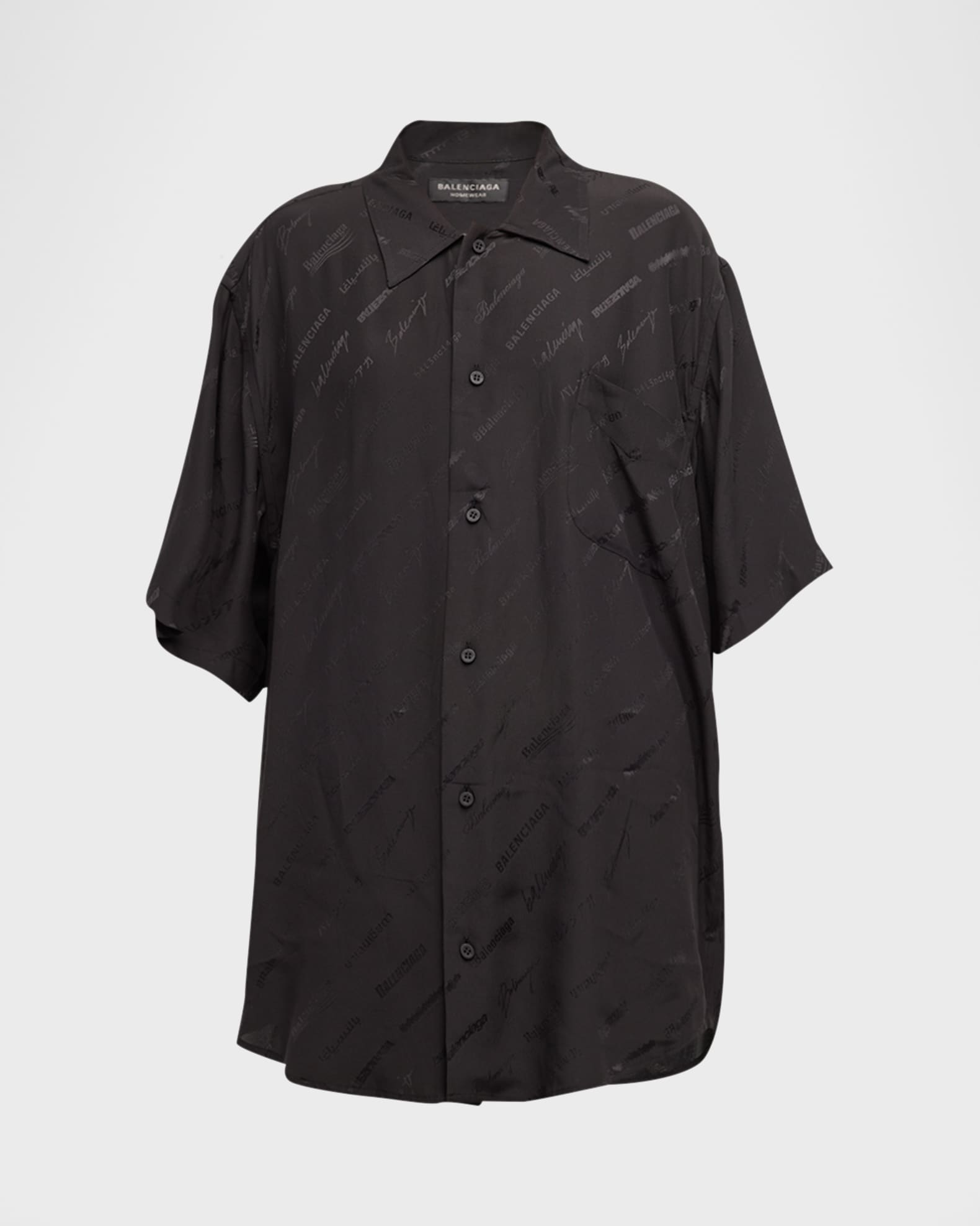 Balenciaga Button Front Minimal Shirt with Lettering Details Neiman Marcus